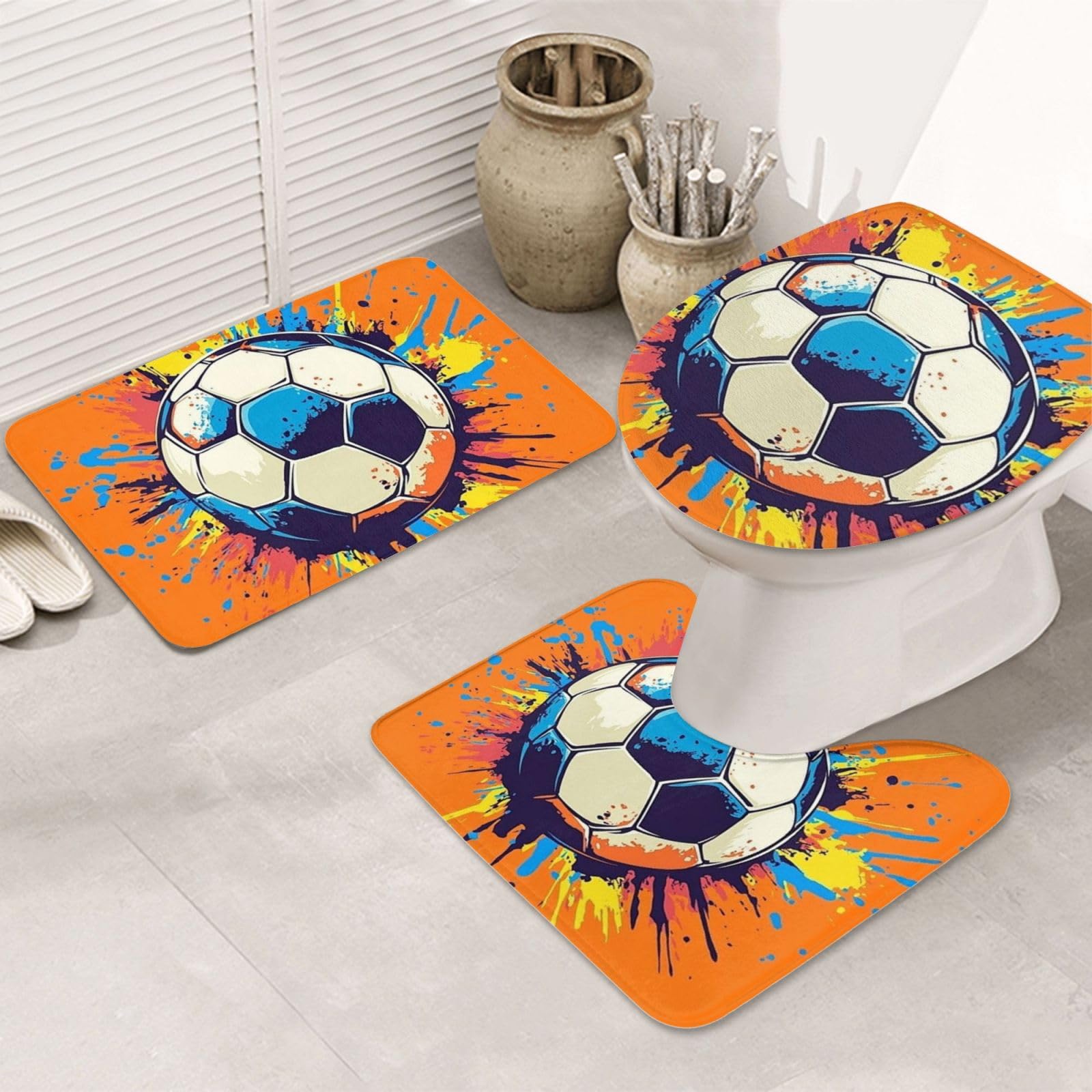 Alfombrilla de baño de fútbol antideslizante Colour Smear que evita resbalones en el suelo