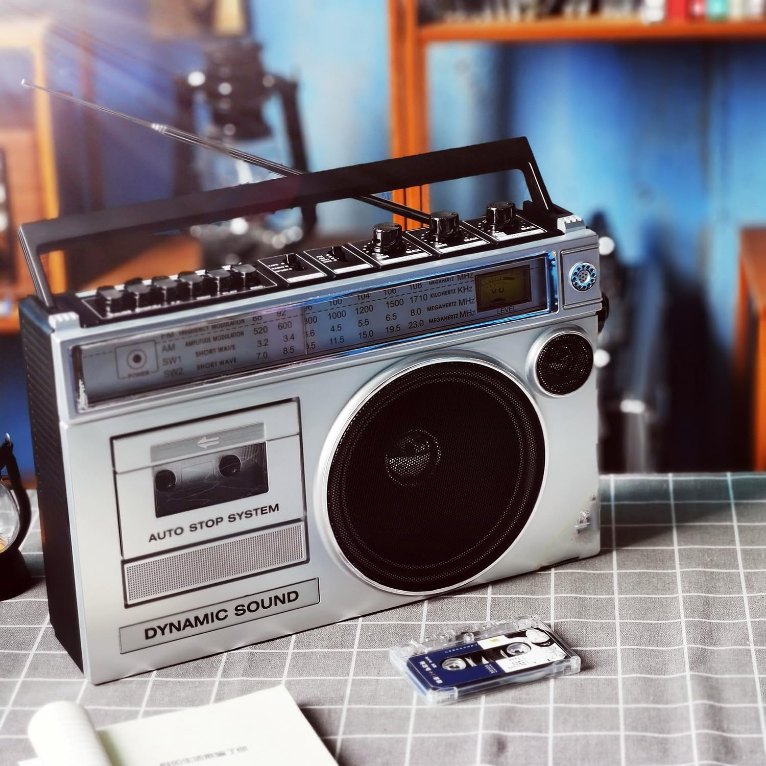 Lettore di cassette Bluetooth retrò, portatile, con CD, ingresso SD/USB, per viaggi e riunioni di famiglia