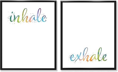 Inhale Exhale Watercolor Wall Print - 11x14 Unframed Typography Art Prints Posters - Great Bathroom, Bedroom, Yoga Studio and Gym Decor and Gift for