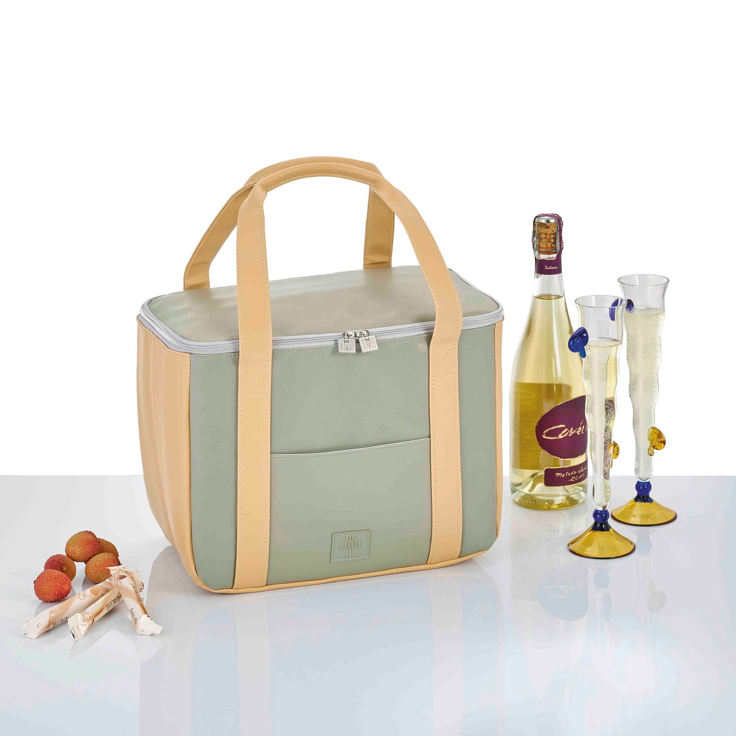 Große Be Cool City Kühltasche "Hazelnut" M mit 35x21x24 cm, ca. 17,5 l Volumen - Einkaufstasche die kühlt und chick aussieht mit ergonomischen Griffen