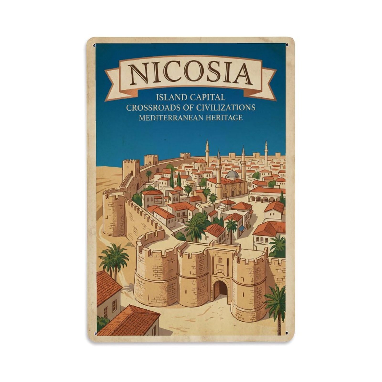 Gead 8X12inch Style Cyprus Nicosia Travel Vintage Metal Tin Sign