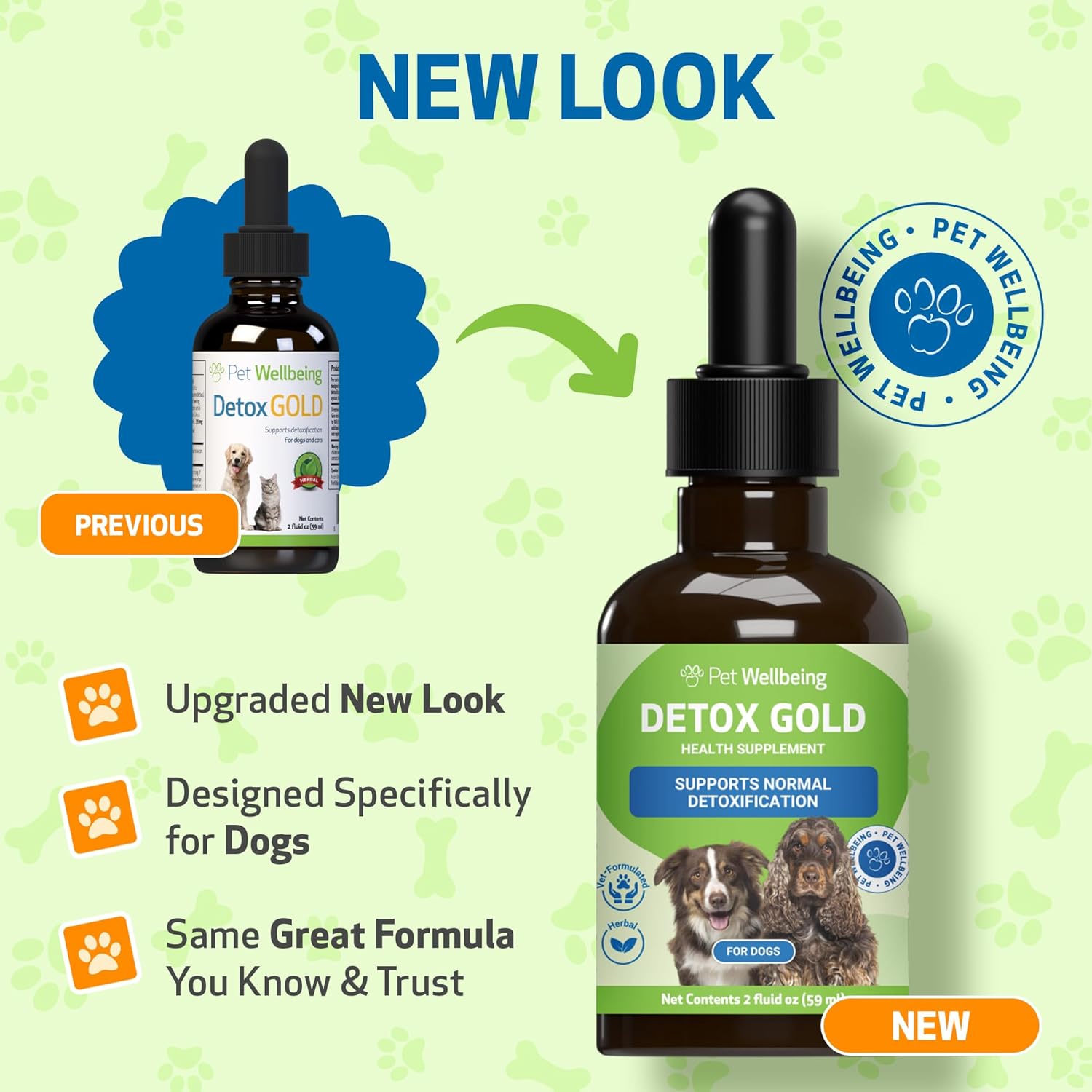Pet Wellbeing Detox Gold for Dogs - Gentle Detoxification & Elimination Support, Immune System Care, Nettle, Blessed Thistle, Burdock Root - Veterinarian-Formulated Herbal Supplement 2 oz (59 ml)