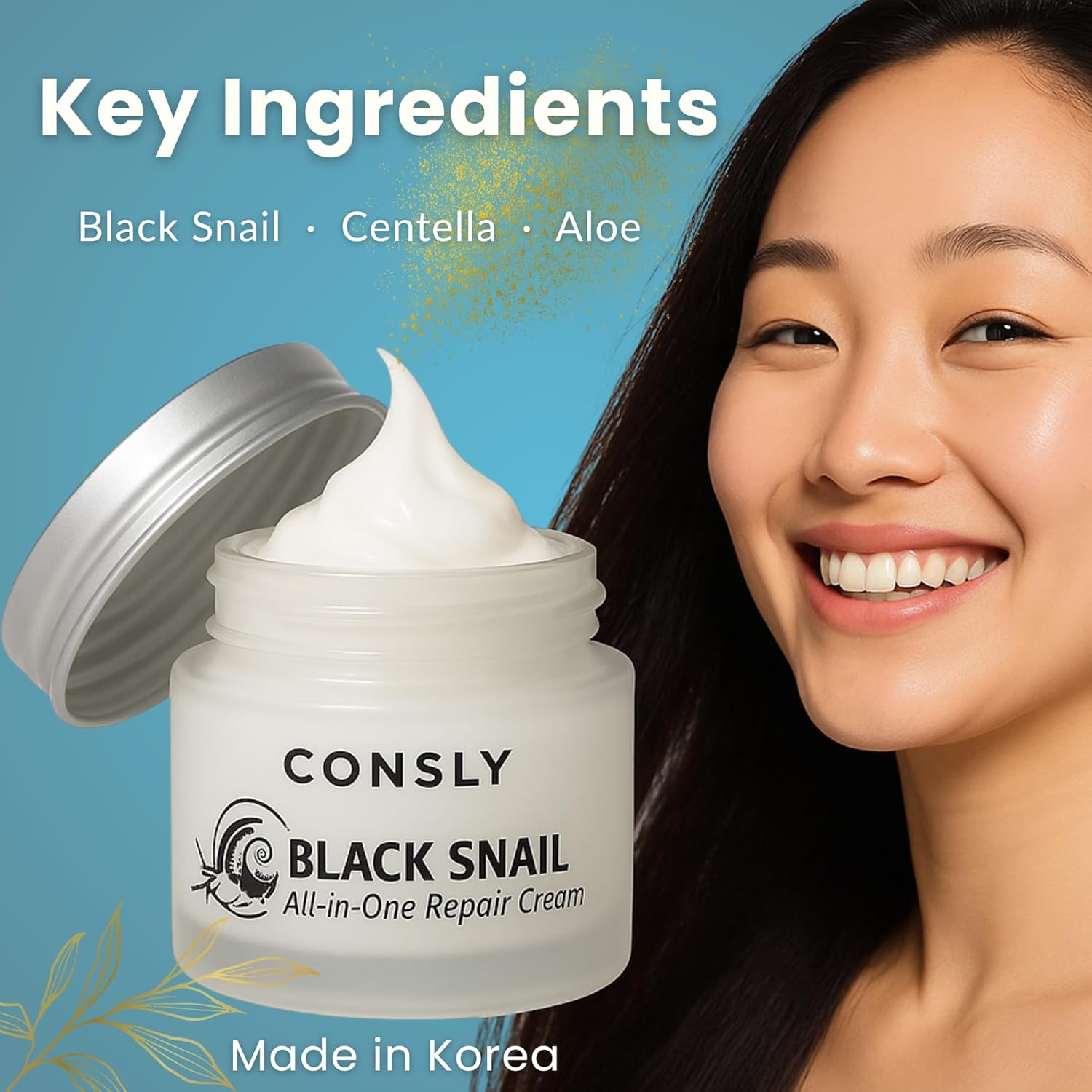 Black Snail Repair Cream – Hydrating Anti-Aging Face Moisturizer for Dry & Aging Skin, Improves Elasticity & Texture, Korean Skincare, 70ml