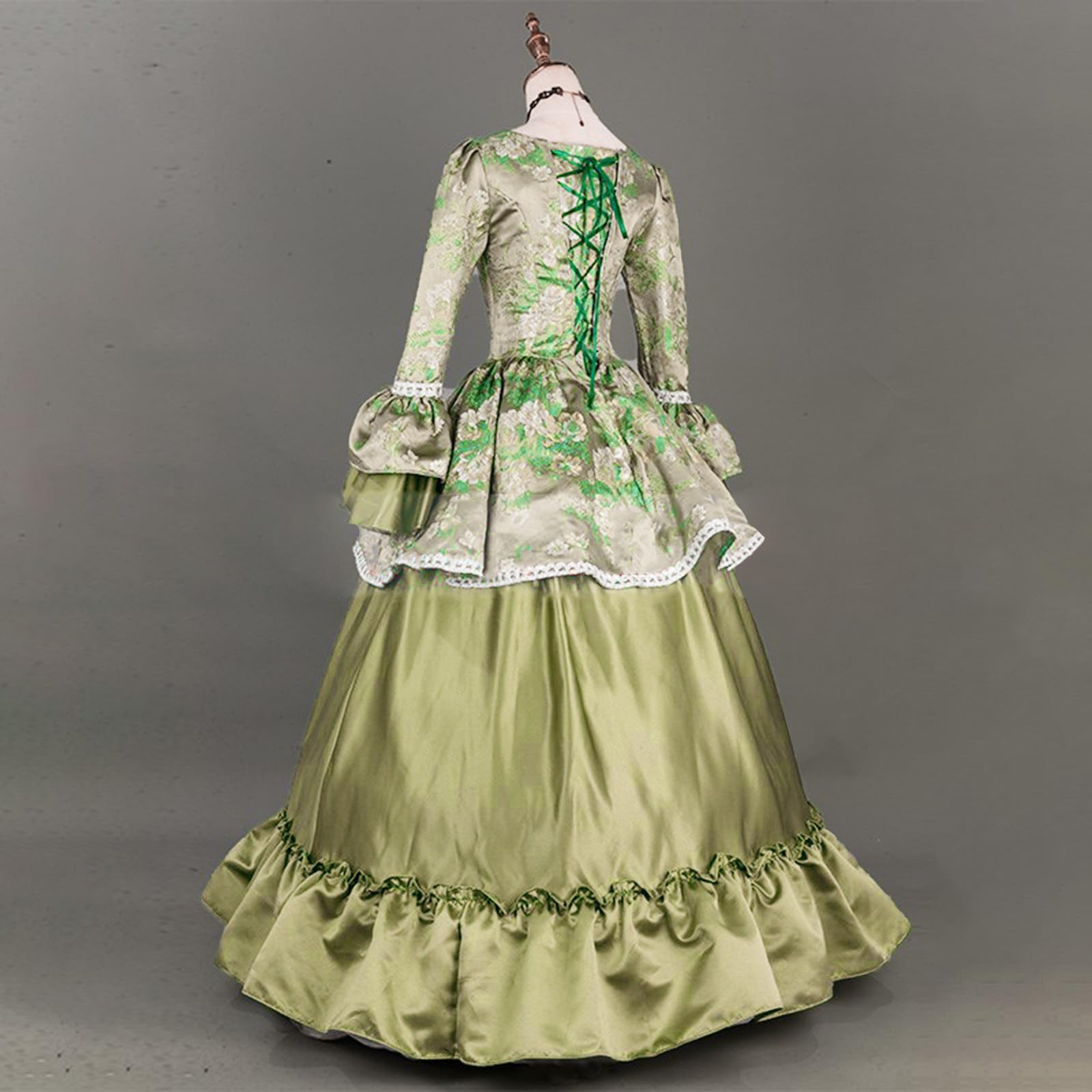 Damen Mittelalter Kleid Retro Renaissance Kleid Gothic Kostüm Corsagenkleid | Viktorianisches Kleider, Langarm Swing Kleider, Trompetenärmel Outfit, Prinzessin Regency,Karneval Halloween Maxikleid