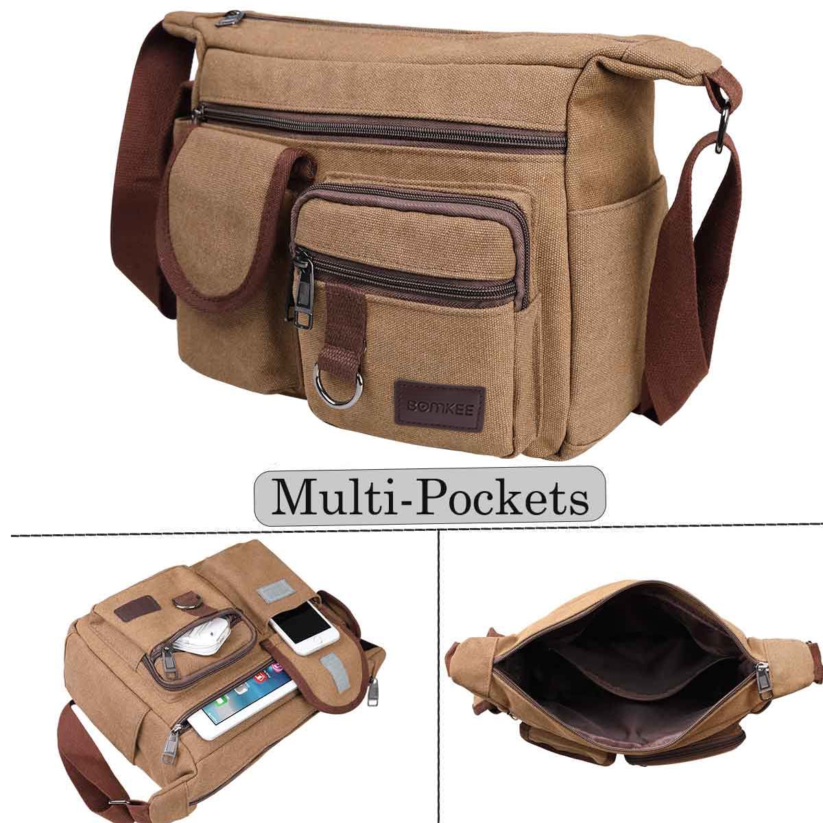 Bolso bandolera para hombre, bolso de mensajero, bolso de escuela, unisex, vintage, lona, para hombre, impermeable, bolsa de teléfono para viajes, ocio, deporte