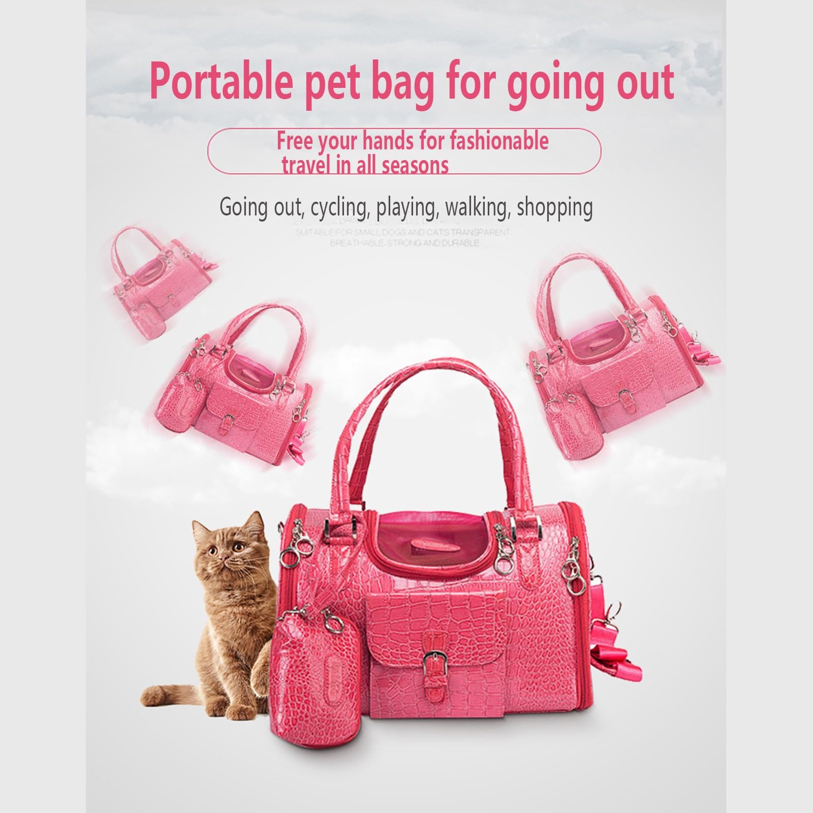 Transportín para Gatos Blando Plegable Antifugas Ventilado Correa Ajustable para Coche/Veterinario/Viaje para Gatos/Perros de hasta 22 Libras(Black,Large)