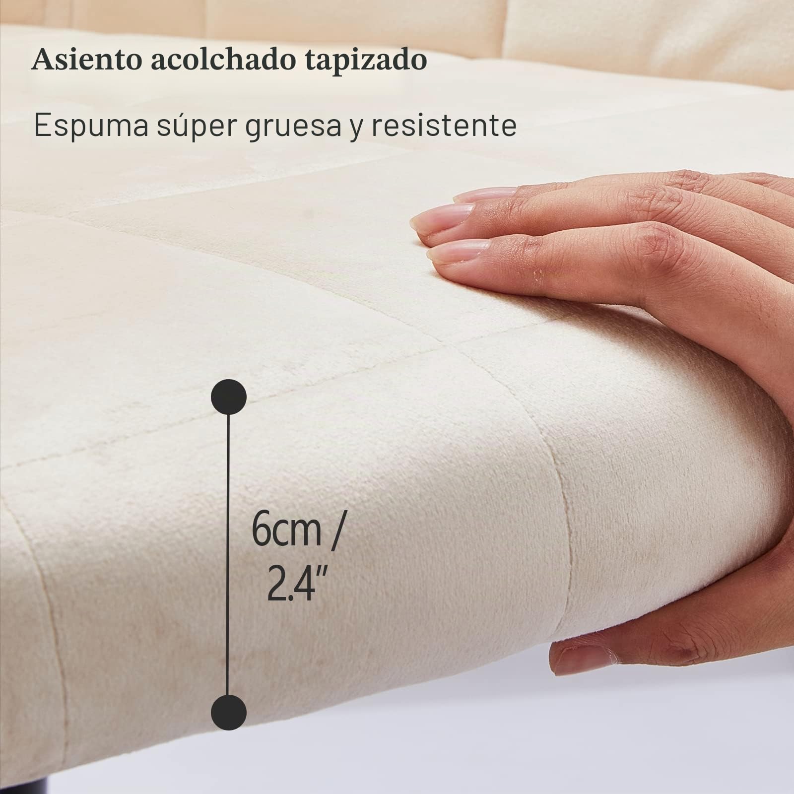 TUKAILAi Juego de 2 Sillas de Comedor Terciopelo con Reposabrazos, Silla Cocina Ergonómicos con Patas Metálicas, Sillón Tapizado Moderna en Tela para Salón (Beige)