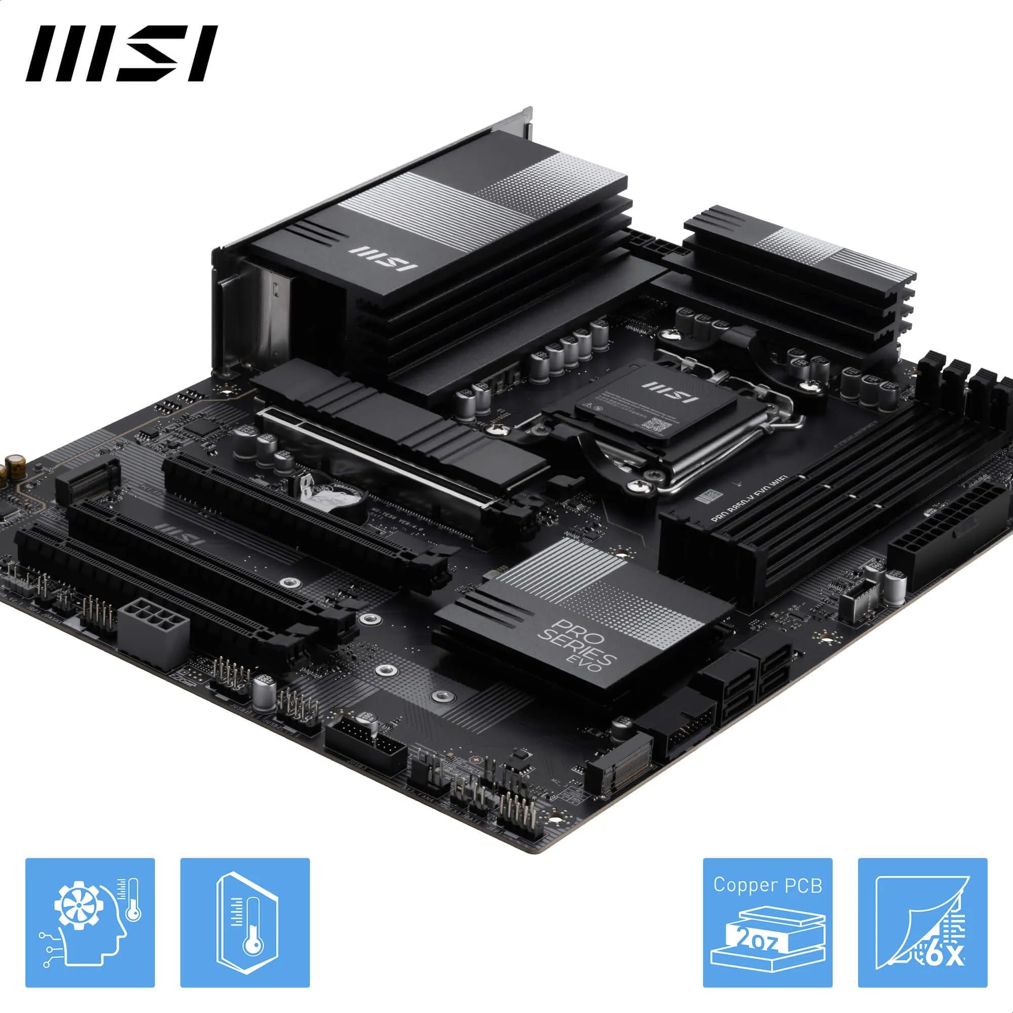 MSI Scheda madre PRO B850-V EVO WiFi, ATX, supporta processori AMD Ryzen 9000/8000/7000, AM5 - Boost di memoria DDR5 (fino a 8200+ MT/s OC), PCIe 5.0 x16, M.2 Gen5, Wi-Fi 7, 5G LAN