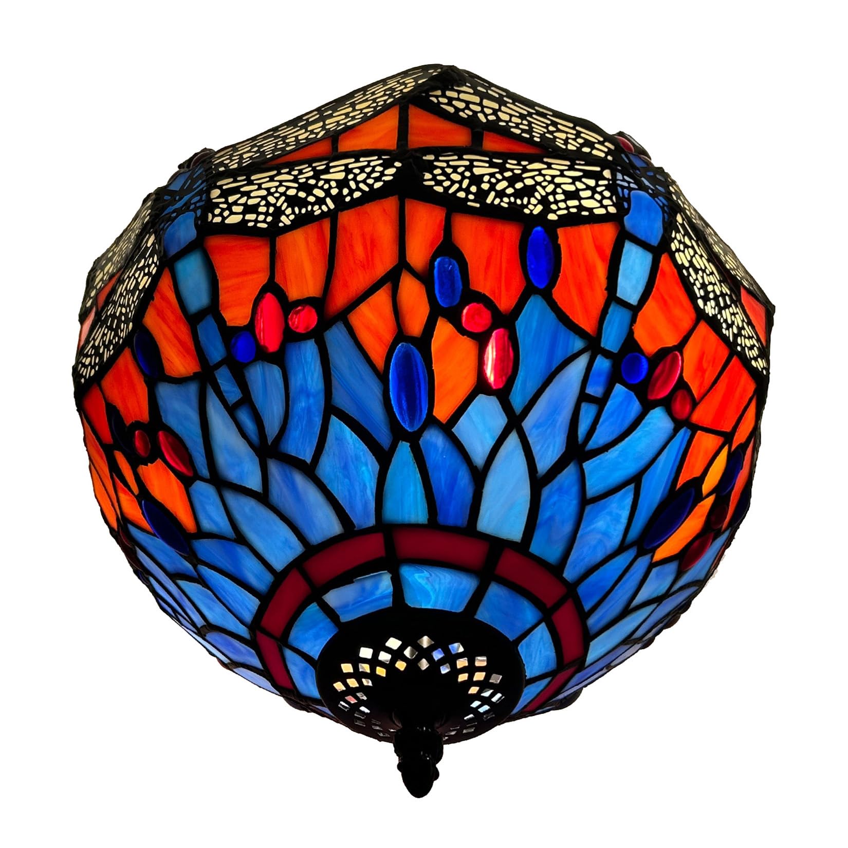 Ilumina espacios apagados con la lámpara de techo de vitral con forma de libélula estilo Tiffany