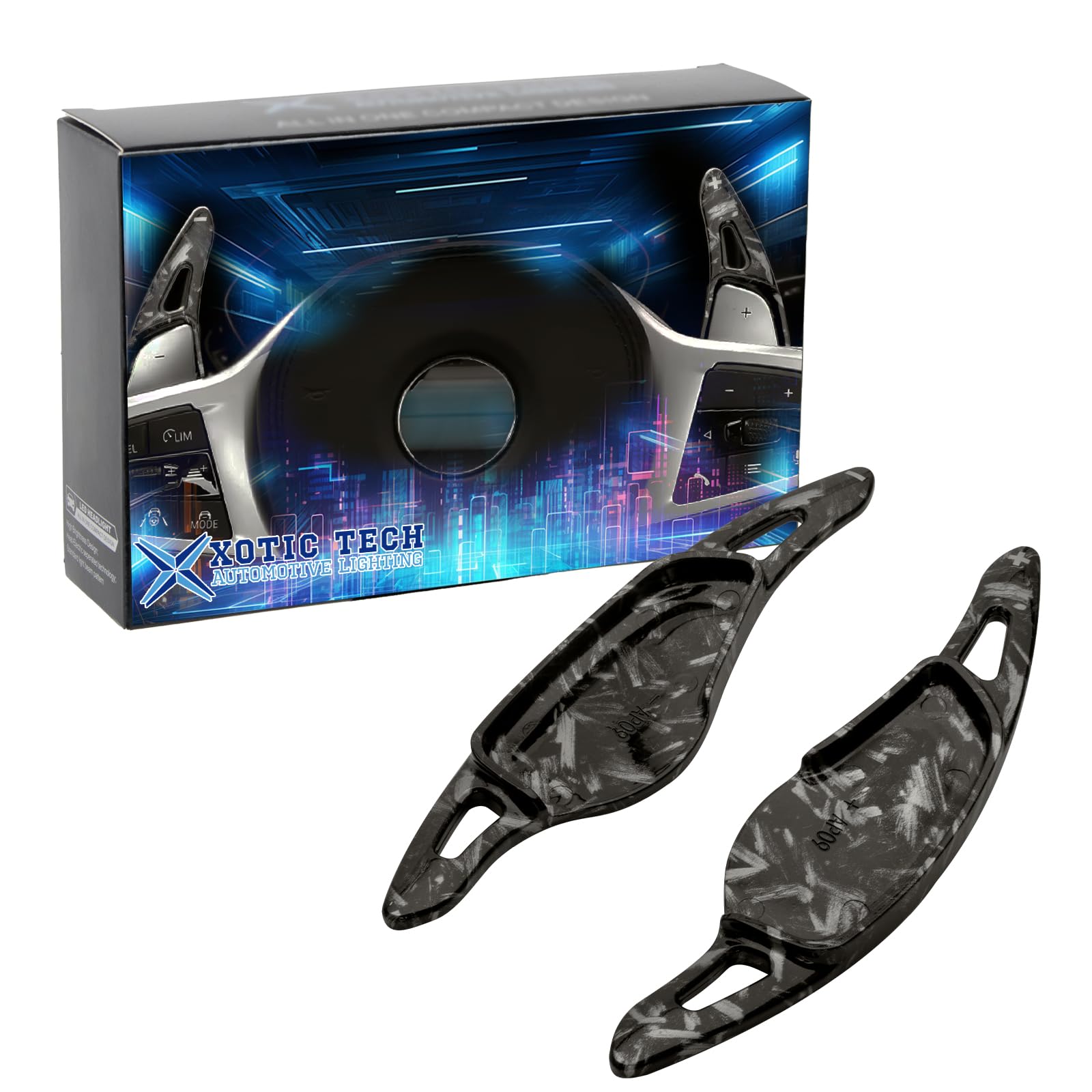 x xotic tech Black Forged Texture Paddle Shifter Extensions Interior Shift Cover Trim Compatible with BMW 3 4 5 6 7 8 Series X3 X4 X5 X6 X7 Z4 G01 G02 G05 G06 G07 G11 G14 G20 G22 G30 G32 (G Chassis)