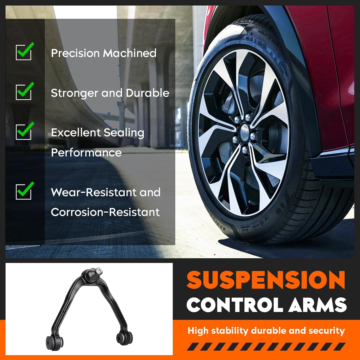 8Pcs Front Upper Control Arms Suspension Kits Fit for Chevrolet Avalanche Suburban 1500 Tahoe, for GMC Yukon Sierra 1500, for Cadillac Escalade 2000-2006, with Lower Ball Joints Tie Rod Ends