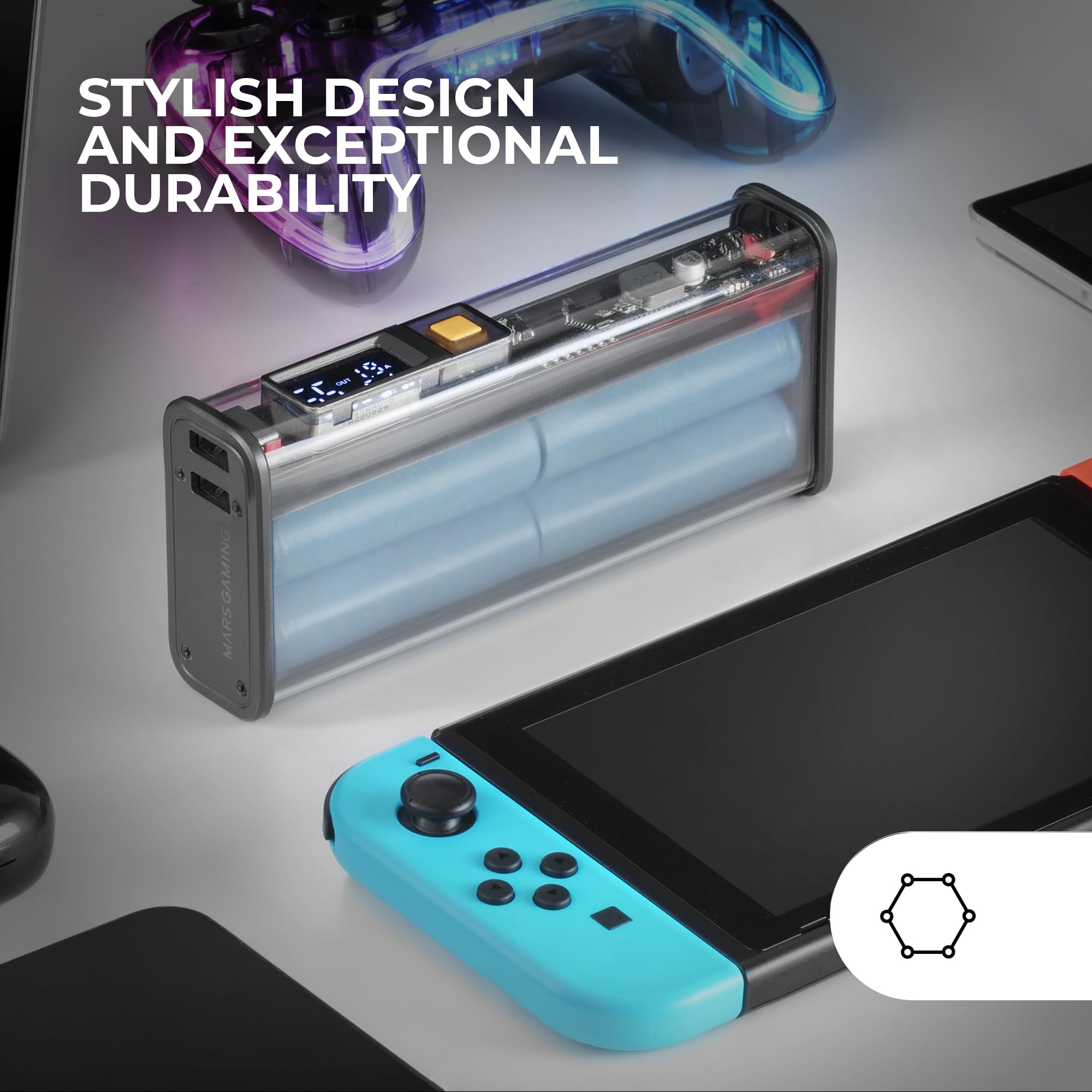Mars Gaming MPK-20K, Power Bank 22,5 W, Batterie Samsung 20000mAh, Carica Rapida QC3.0 e PD3.0, Display con Controllo della Carica, Batteria Esterna Multi-Carica, Connettività Universale, Nero