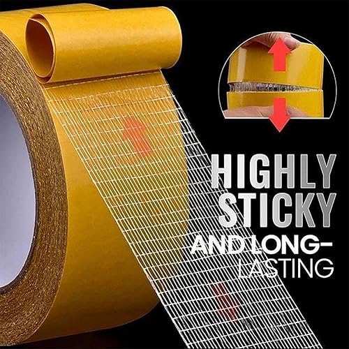 Miniatura 8 de Cinta de doble cara resistente, 1 cinta de montaje universal extra grande de alta adherencia, tiras adhesivas de pared fuertes de malla de fibra de