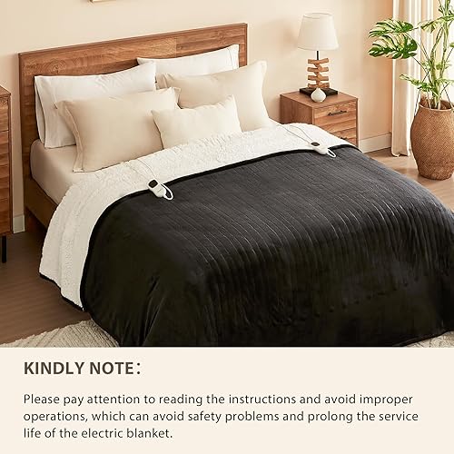 Miniatura 8 de Homemate Manta térmica eléctrica individual de 62 x 84 pulgadas, manta térmica con 10 niveles de calefacción, 8 horas de apagado automático,