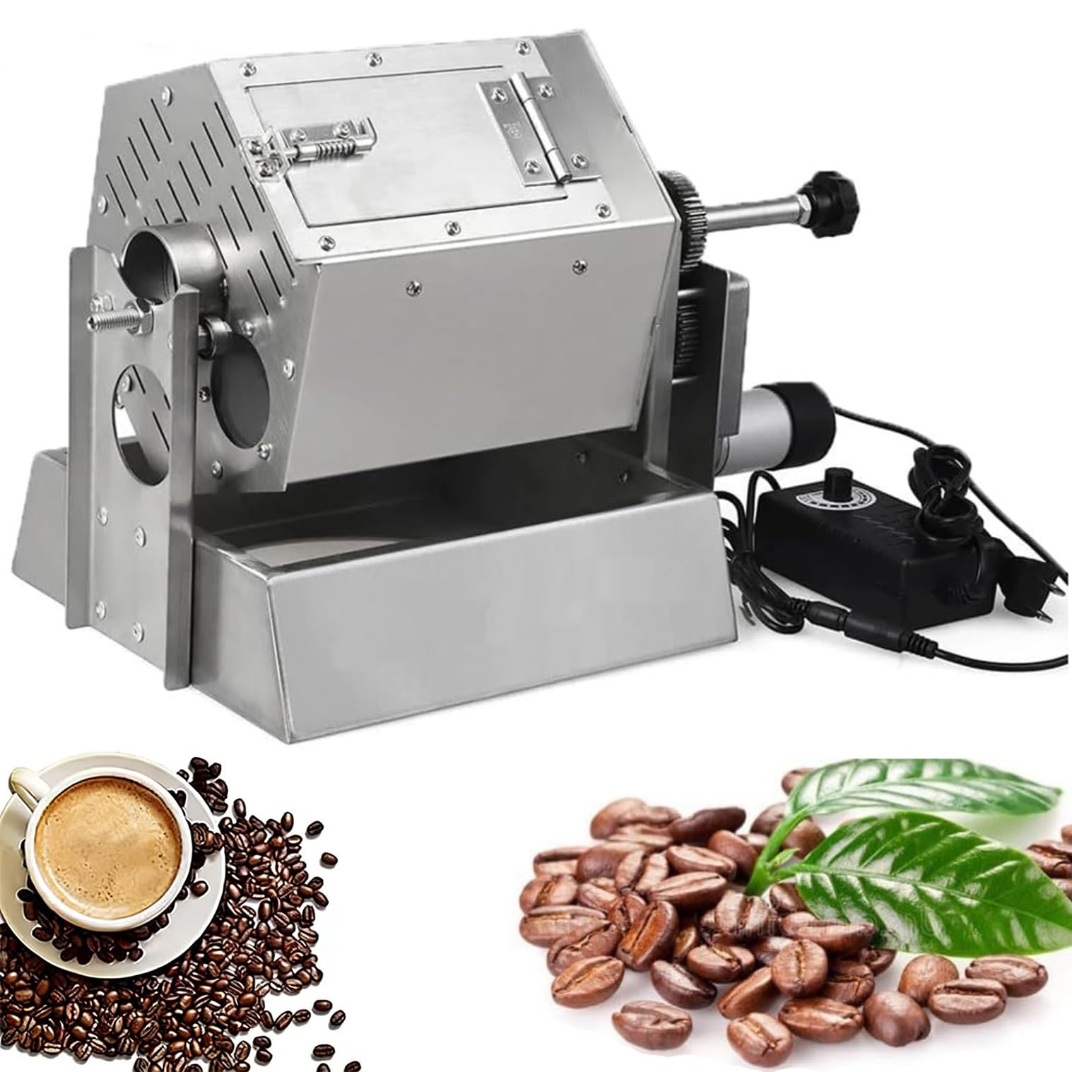 XNXYSMKJ Electric Coffee Bean Roaster 800g Commercial Drum Coffee Roasting Machine w/Thermometer, 3.4L Stainless Steel 360° Even Heat Coffee Roaster for Beans