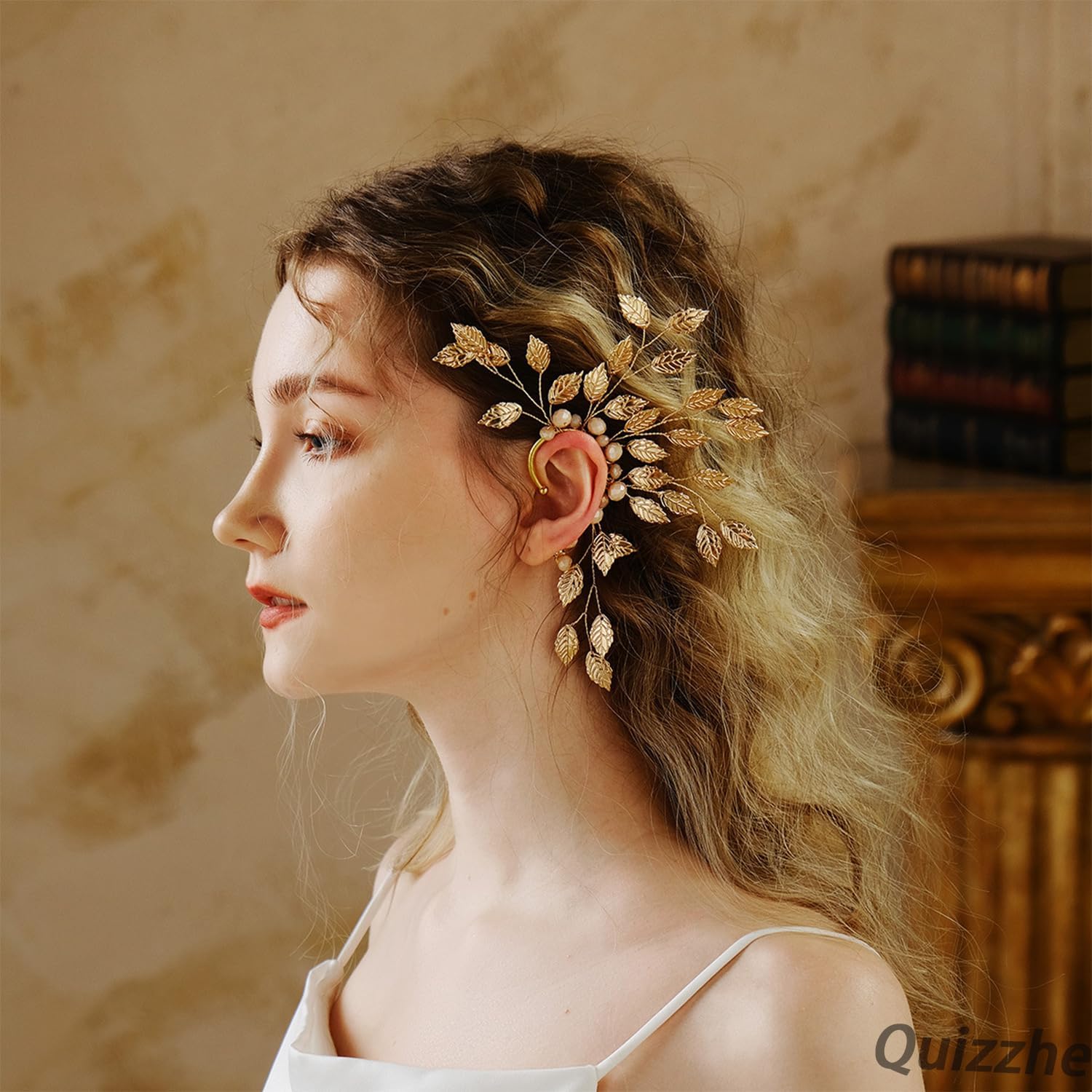 Handmade Leaf Elf Ear Cuffs Earrings Fairy Flower Single Left Earrings Crawler Earrings Vintage Leaf Wing Ear Clip No Piercing Prom Bride Wedding Jewelry Gifts for Women