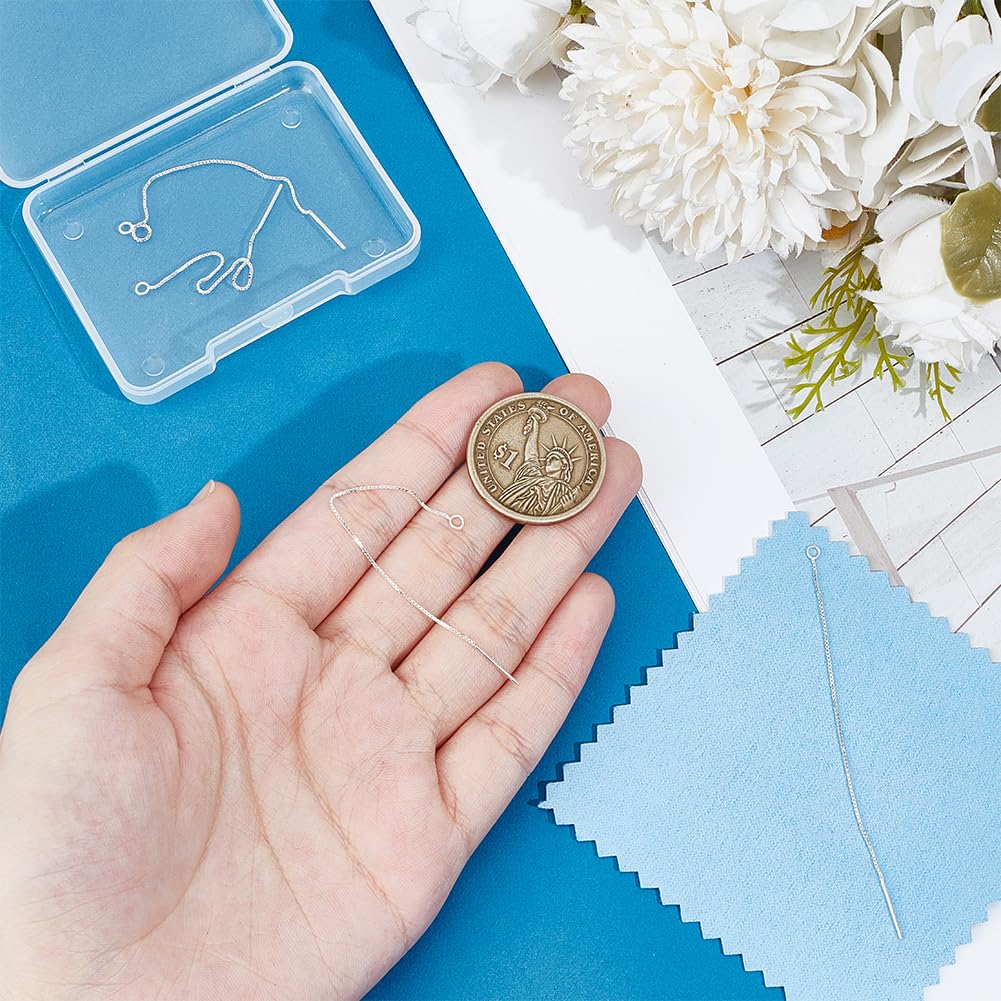 UNICRAFTALE 4 pz Fili per Orecchini Larghi 1mm 80mm 925 catena In Argento Sterling Orecchini Pendenti Fili per Orecchini con Passante Orecchini A Catena con Nappa per La Creazione di Orecchini