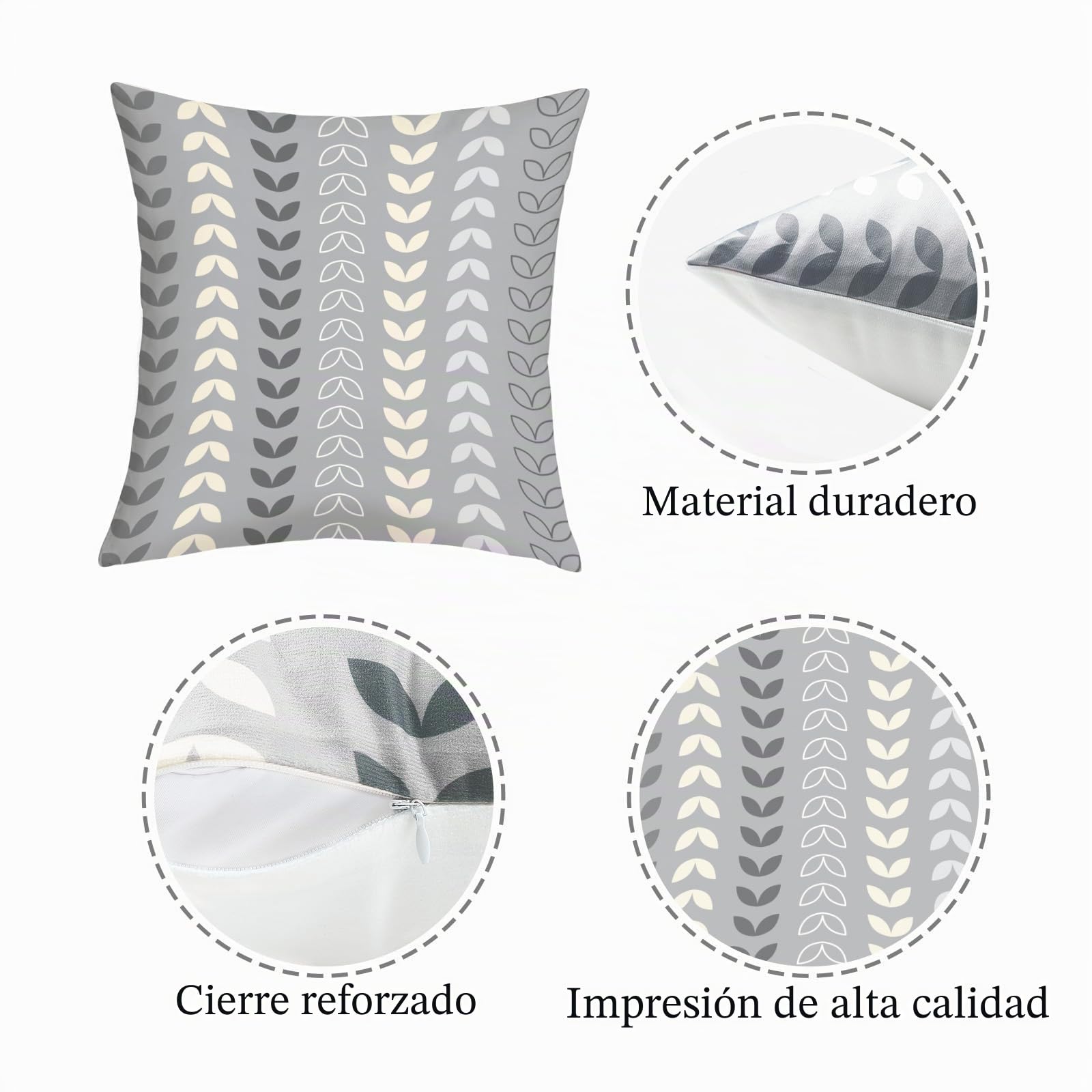 Fundas Cojines 45x45 Juego de 4 Flor Geométrica Minimalista