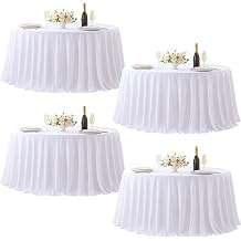 Besutolife 90 Inch Round Tablecloth White, 4 Pack Wrinkle Resistant and Washable Table Cover 100% Polyester Decorative Circle Table Cloth for Weddings, Parties, Banquet, Dining Room, Kitchen
