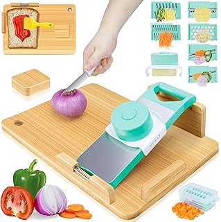 Adaptive One-Handed Cutting Board, Handicap Kitchen Tools with Bread Stops and Steel Spikes, Easy to Clean, Ideal Gifts fo...
