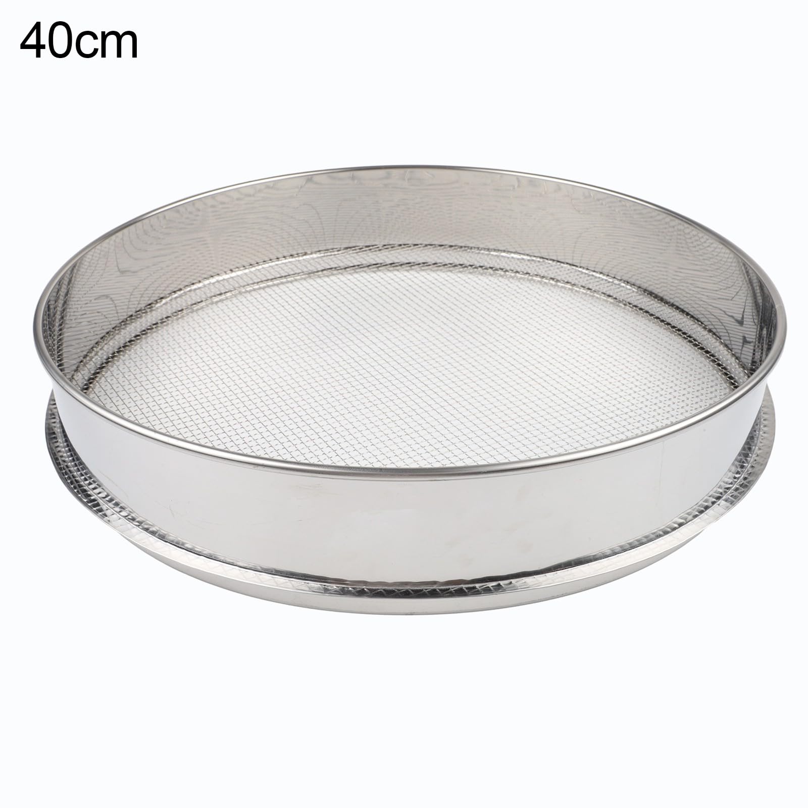 Setaccio per farina a maglia fine, 40 cm, in acciaio inox, filtro da cucina, per cottura e olio da zucchero