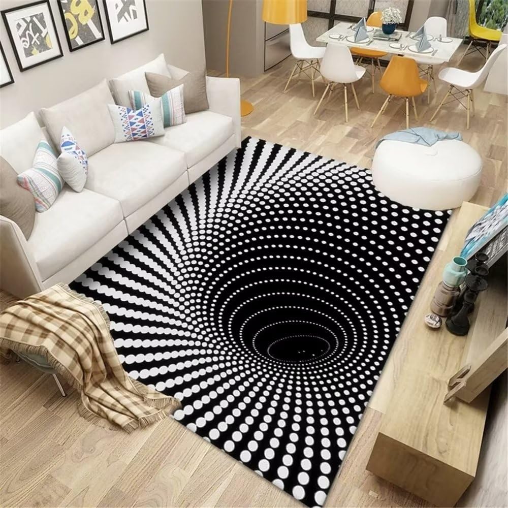 Tapis lavable 200X250cm pour salon et terrasse tapis gris durable motif vortex