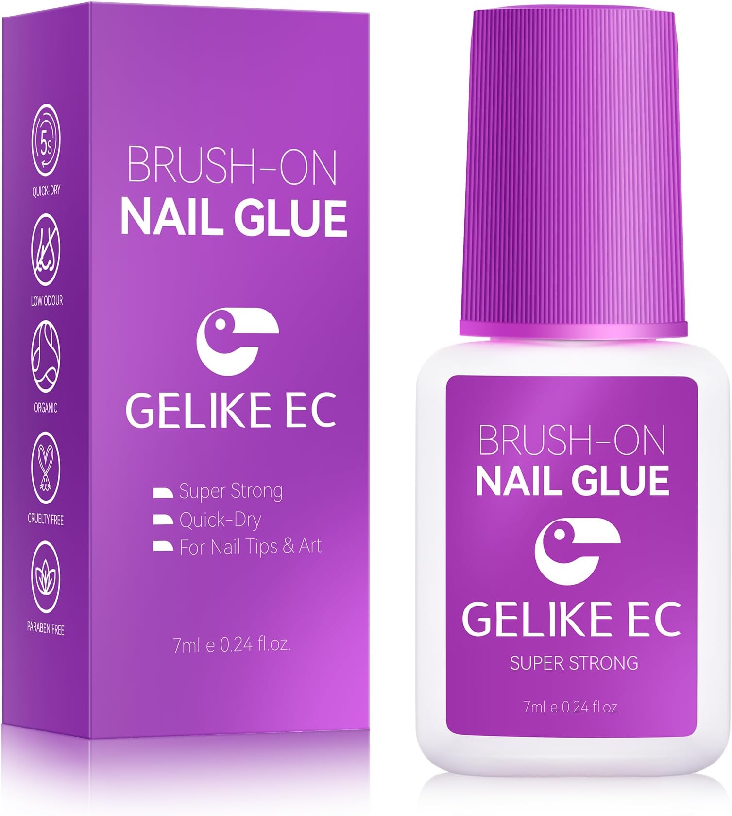 Super Strong Nail Glue for Press On Nails Gelike EC Nail Bond Brush On Nail Glue