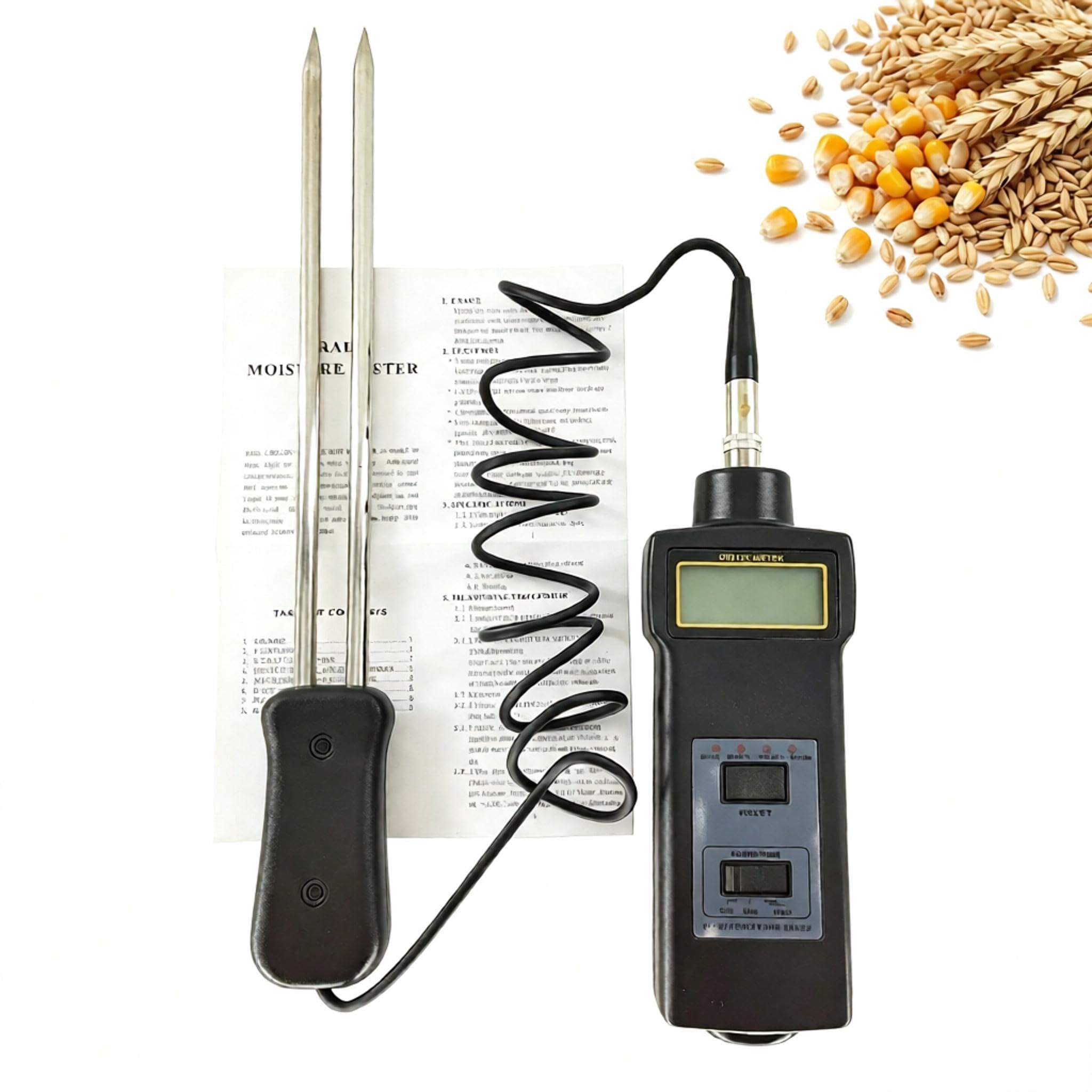 Humidimètre Et Thermomètre Numériques Pour Grains -10 À 55 Degrés Celsius ; Humidimètres Pour Riz, Blé Et Maïs Allant De 8 À 20% ; Quatre Types D’humidimètres Et De Thermomètres Pour Grains.