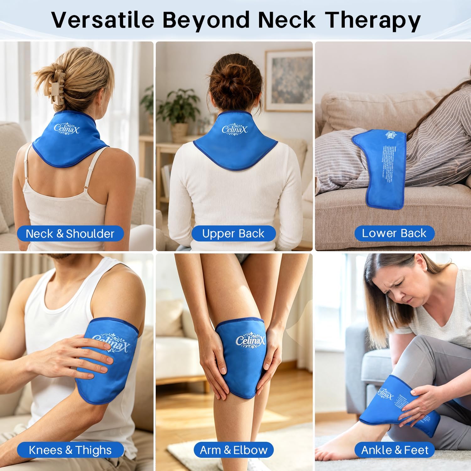 Neck Ice Pack Wrap Reusable Hot Cold Gel Pack for Neck Shoulders Blue image 5