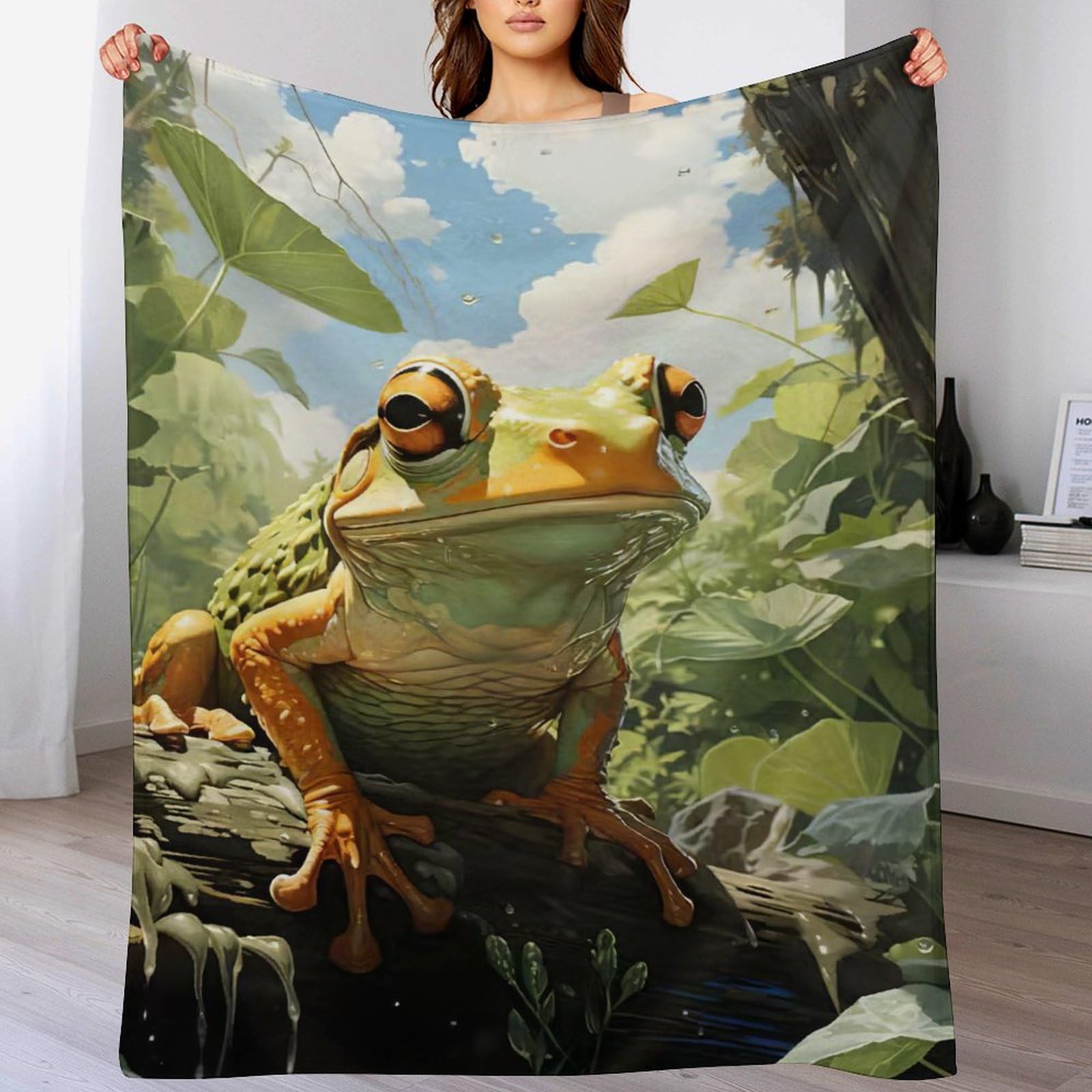 Couverture de flanelle grenouille au toucher velours luxueux et finitions soignées