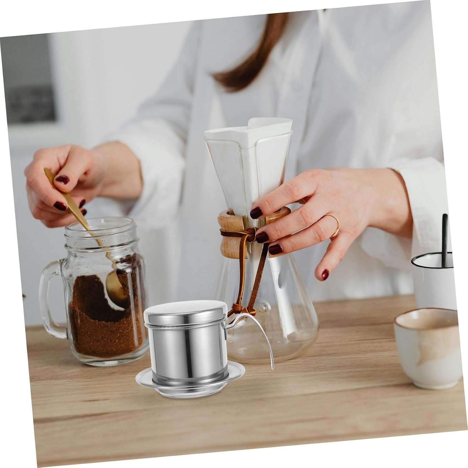Vietnamese Coffee Drip Filter Cup Stainless Maker Reusable Kitchen Brewer for Home Office Outdoor Use