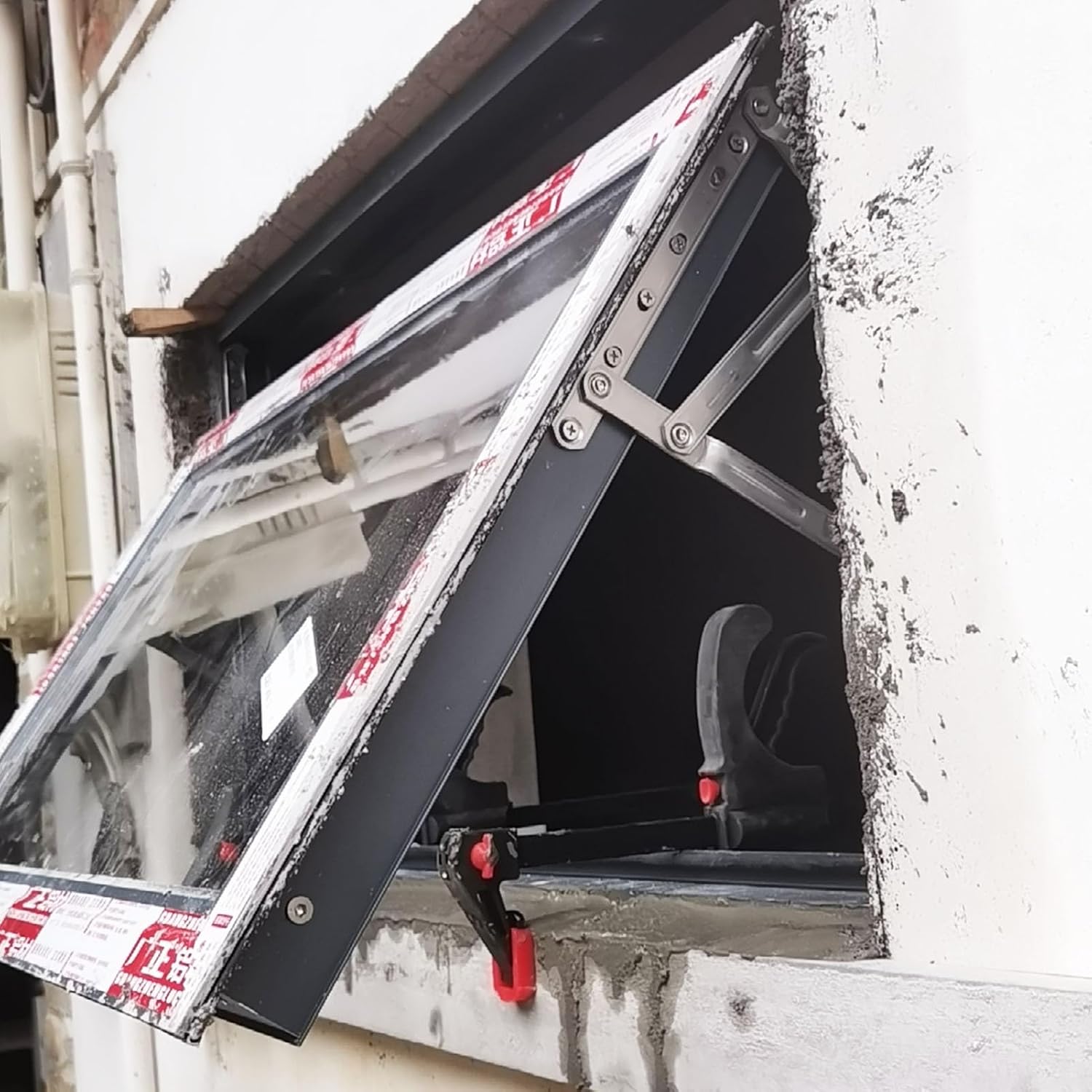 Top Hung Window for Ventilation, Security Lockable Aluminum Windows with Clear Tempered Glass, Easy to Install Embedded Windows for House Garage Shed(WxH14x28in)