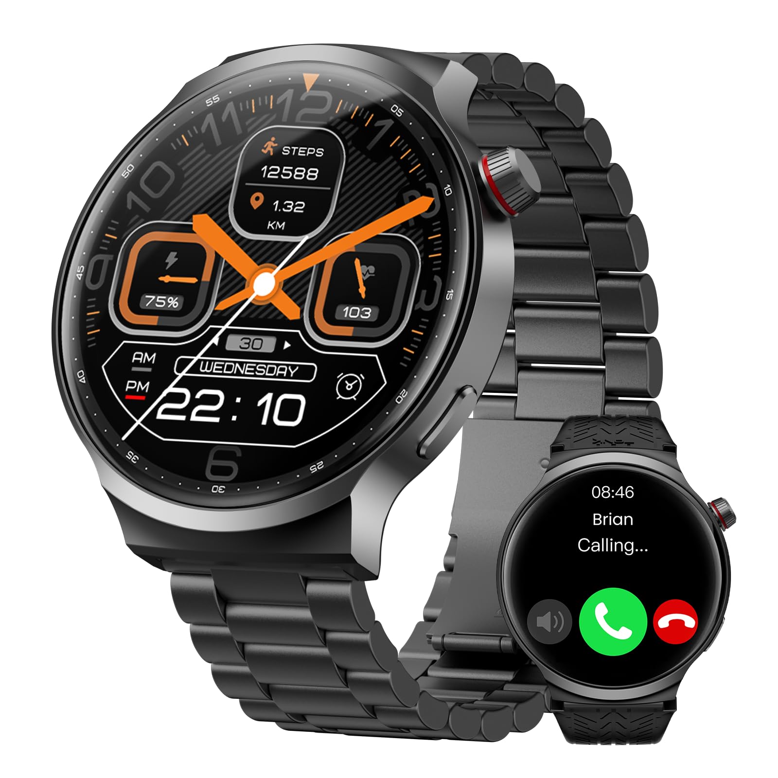 AMAZTIM Smart Watch for Men, 1.85" Ultra-Large HD Display, 120-Day Battery Life with 1000mAh Charging Case, Military-Grade Materials,Answer/Dial Calls, 24/7 Heart Rate & Sleep Monitor,Android & iOS