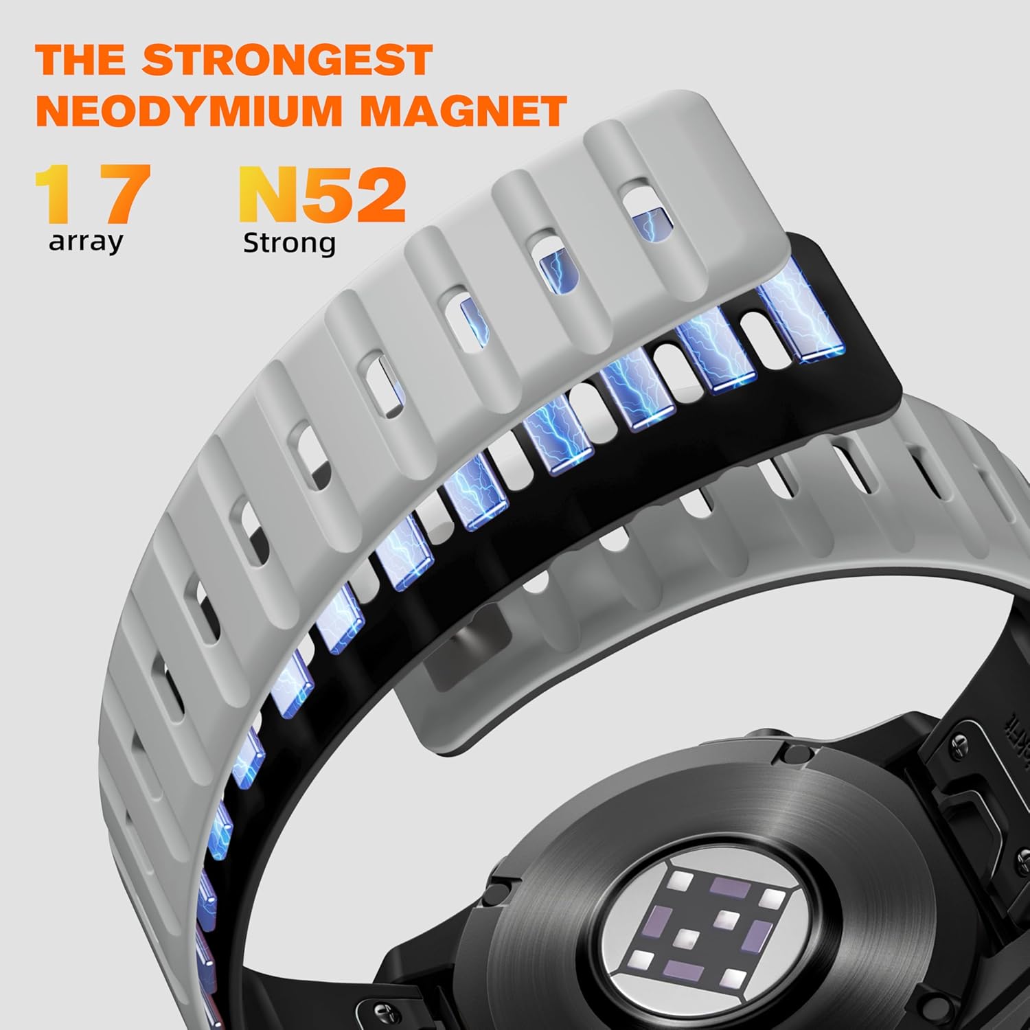 Bandletic R-Lite Fit Magnetic Band Compatible with Garmin Instinct Watch Bands - Silicone Rugged Quick Fit 22mm Strap for Fenix E/8/7/6/5/Forerunner 965/955/945/935/745/Epix 2/Approach S70/S62/S60 - Image 4