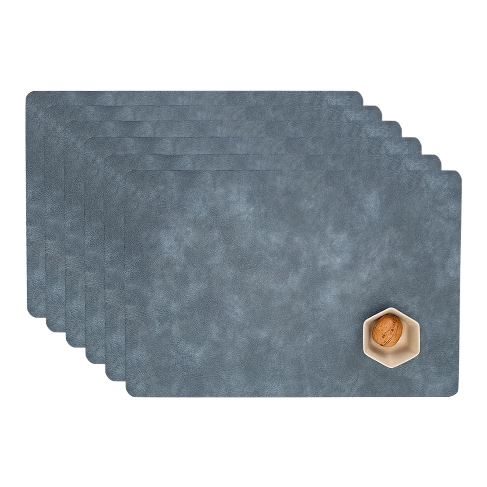 Set de table en cuir bleu lot de 6 lavable en PU imperméable pour votre décoration de table de cuisine