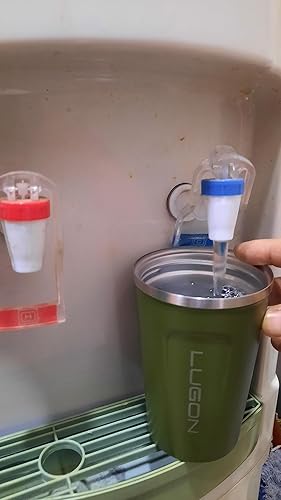 Miniatura 9 de Lugon Taza de café de acero inoxidable de doble pared aislada al vacío de 12 onzas con tapa a prueba de derrames, taza de viaje para el trabajo,