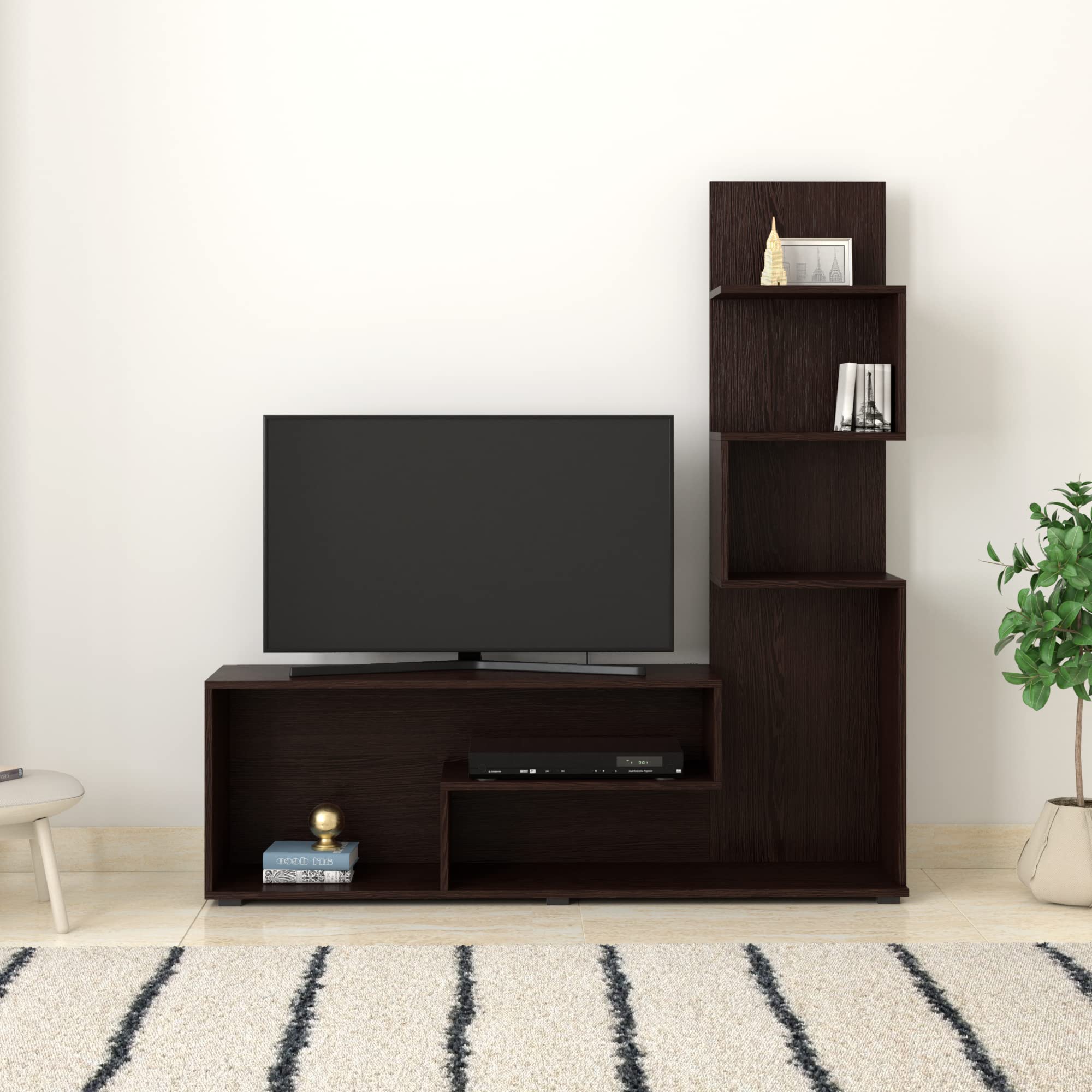 Amazon Brand - Solimo Livonia Engineered Wood Entertainment Unit with 5 Shelves (Wenge Finish)