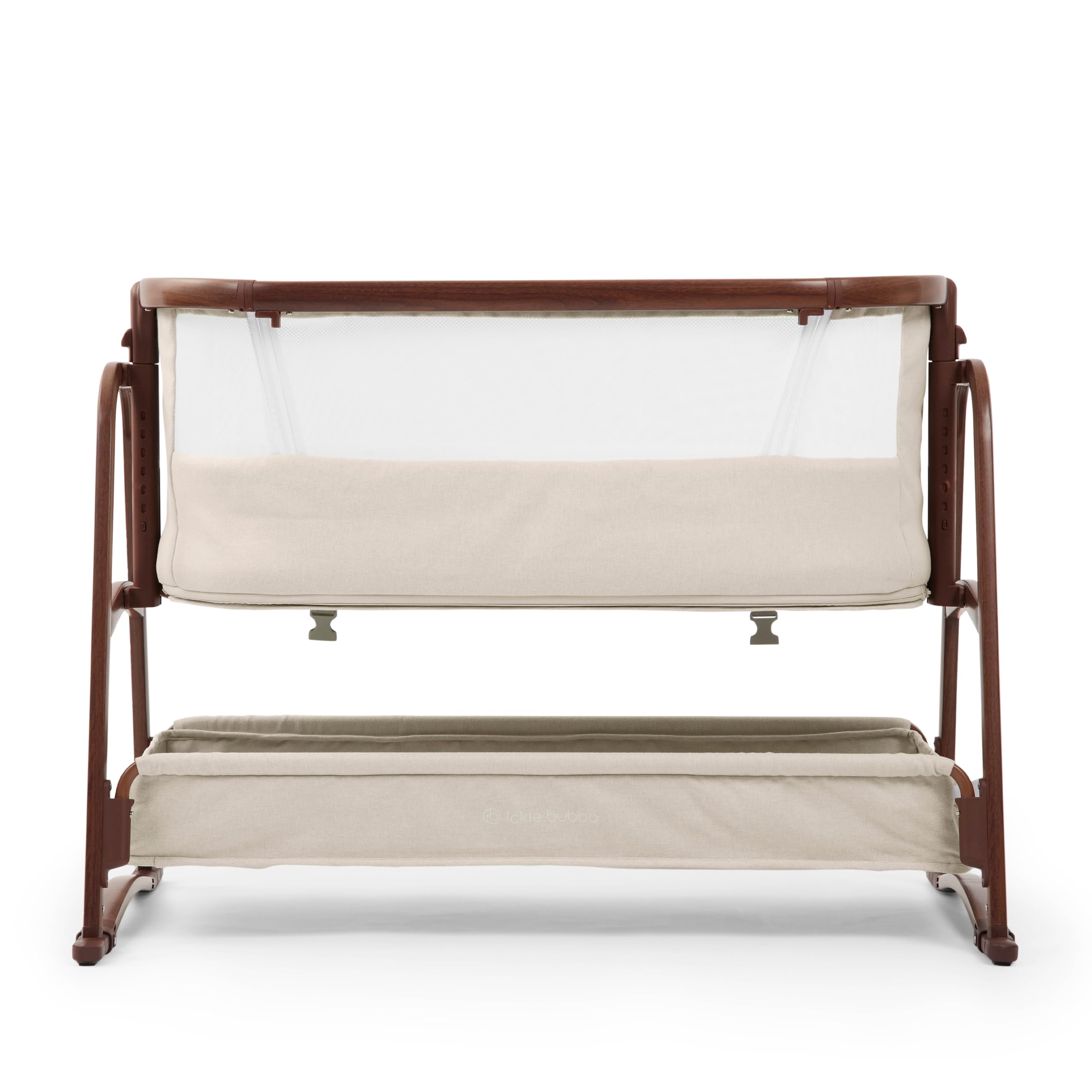 Ickle Bubba Bubba&Me Luxe Bedside Crib, Next to Me Crib & Baby Crib, Rocking or Static Mode, 7 Height Positions, Breathable Mesh Sides, Travel Cot with Mattress Included, Newborn to 9kg (Stone)