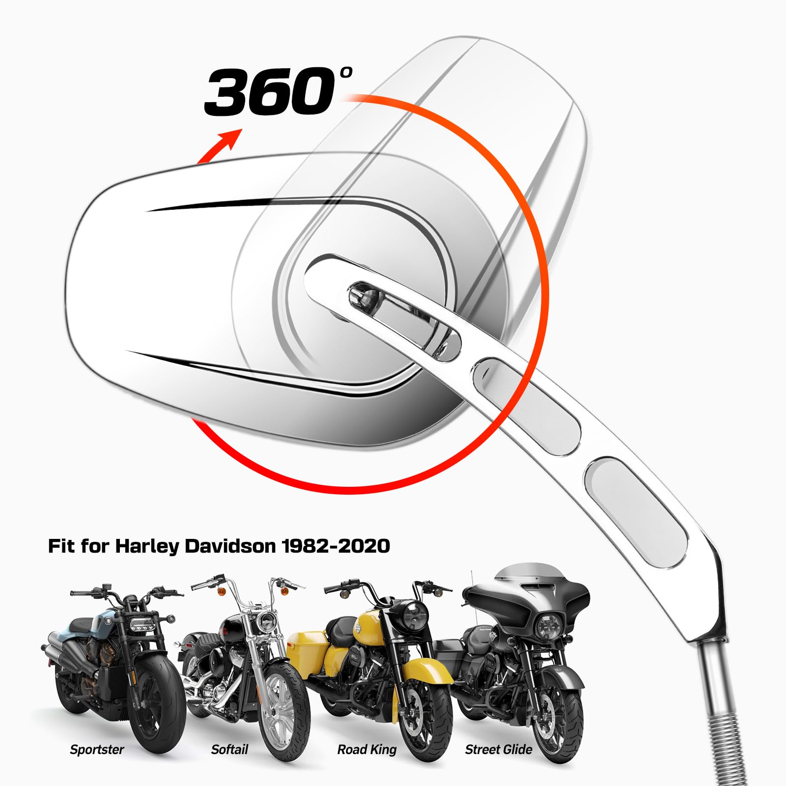 オートバイクバックミラー (クロム-HL)-8 mmハンドルバー透かし彫
