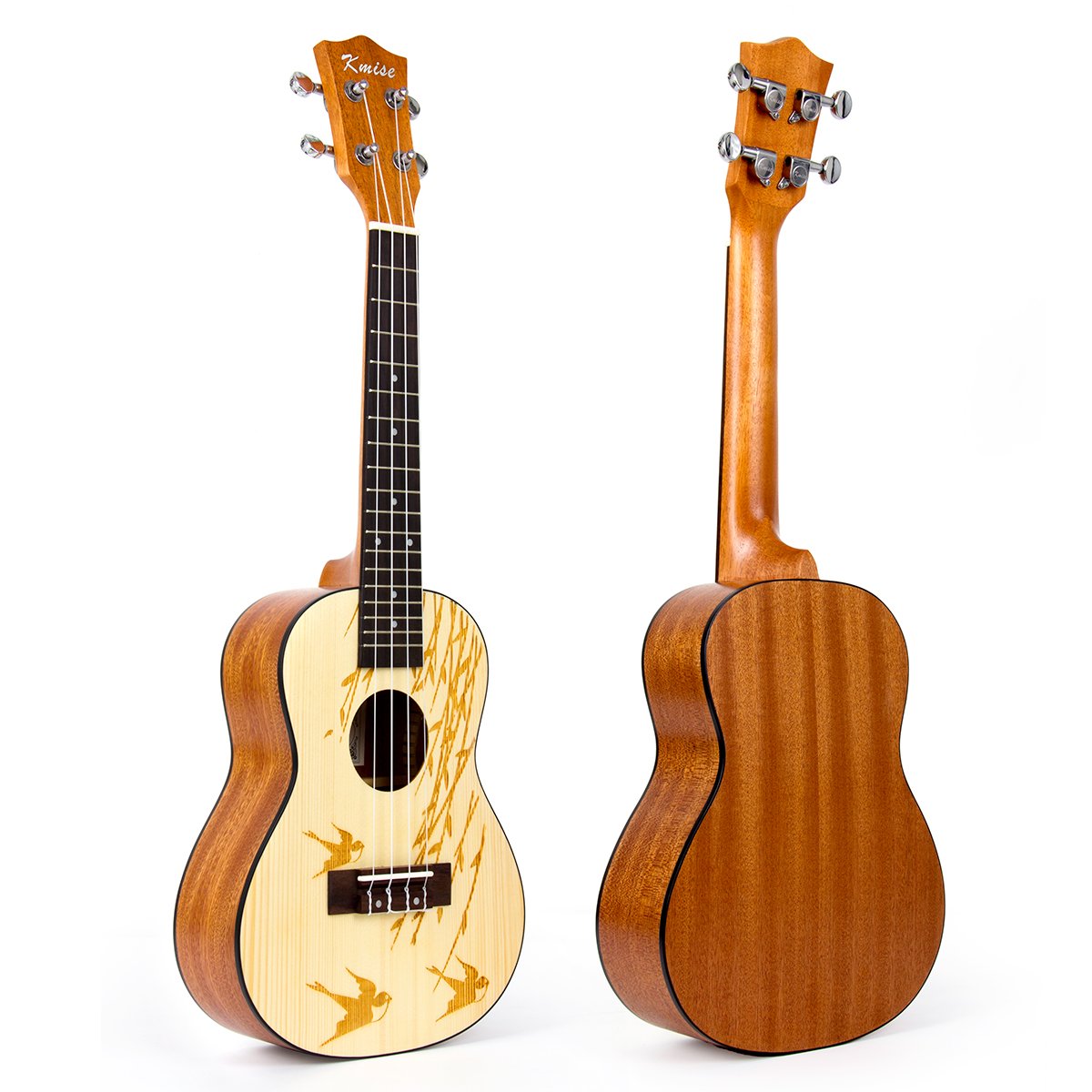 Kmise Fichte massiv Konzert Ukulele Hawaii Gitarre Musikinstrumente 58,4 cm mit Tasche