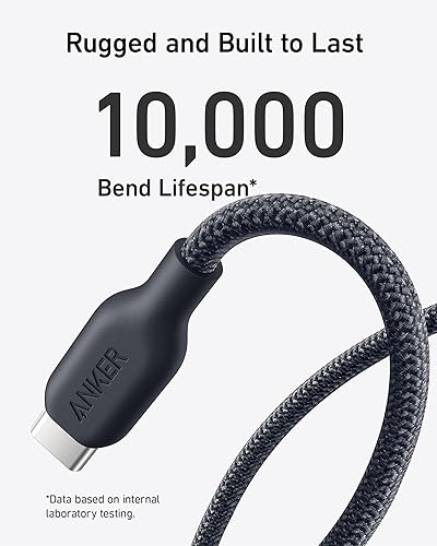 Miniatura 5 de Anker Cable USB C, cable de carga rápida tipo C bio-trenzado de 240 W para iPhone serie 17, MacBook Pro 2020, iPad Pro y más (USB 2.0, 10 pies,