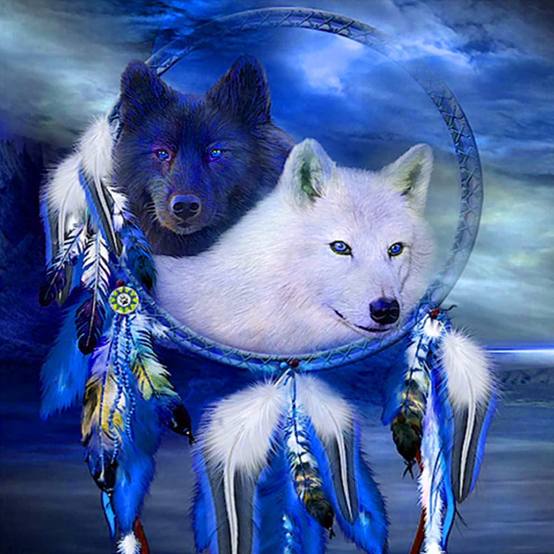 Kit Diamond Painting Hoobee 5D - Lupo Cacciatore Di Sogni, 30x40 Cm, Arte Con Diamanti - Foto 12