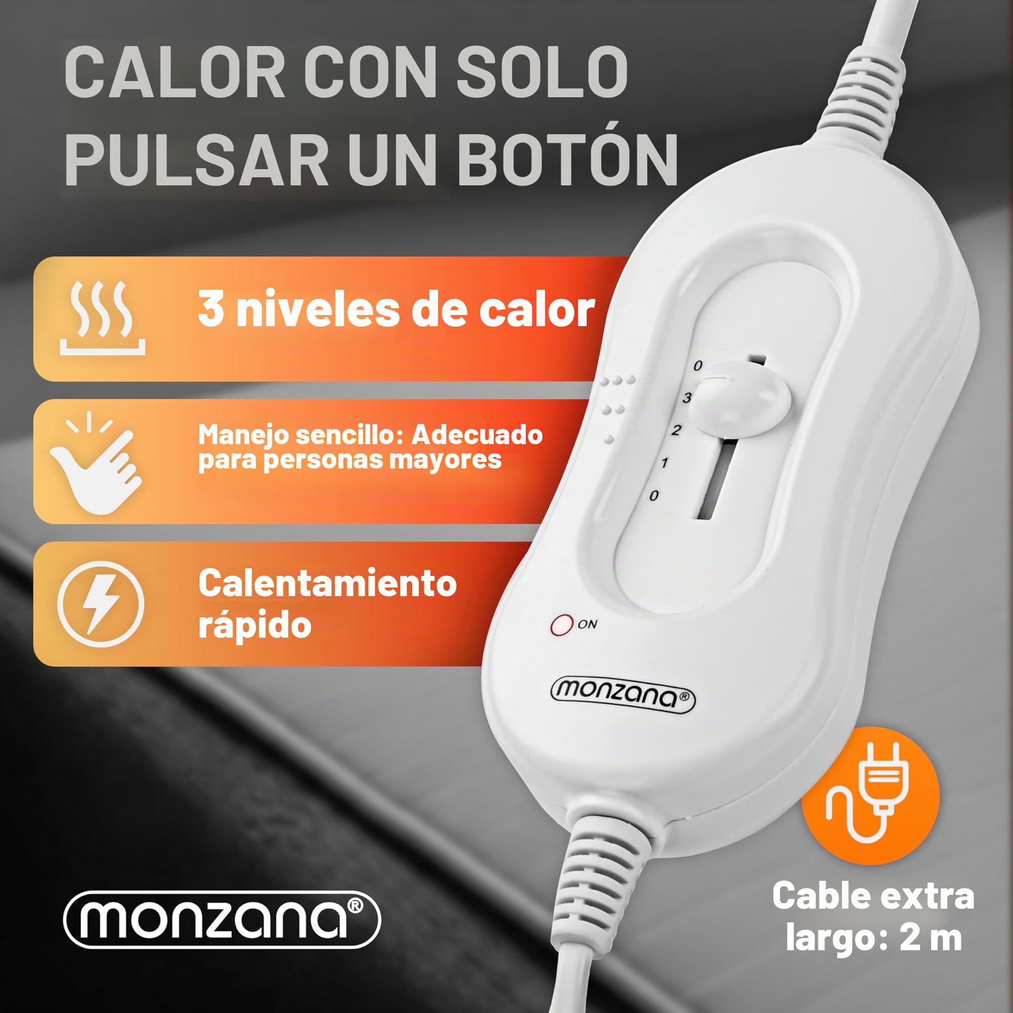 Monzana Manta Eléctrica Térmica 150x80cm Calientacamas eléctrico 60W Lavable Blanca 3 Niveles de Calor