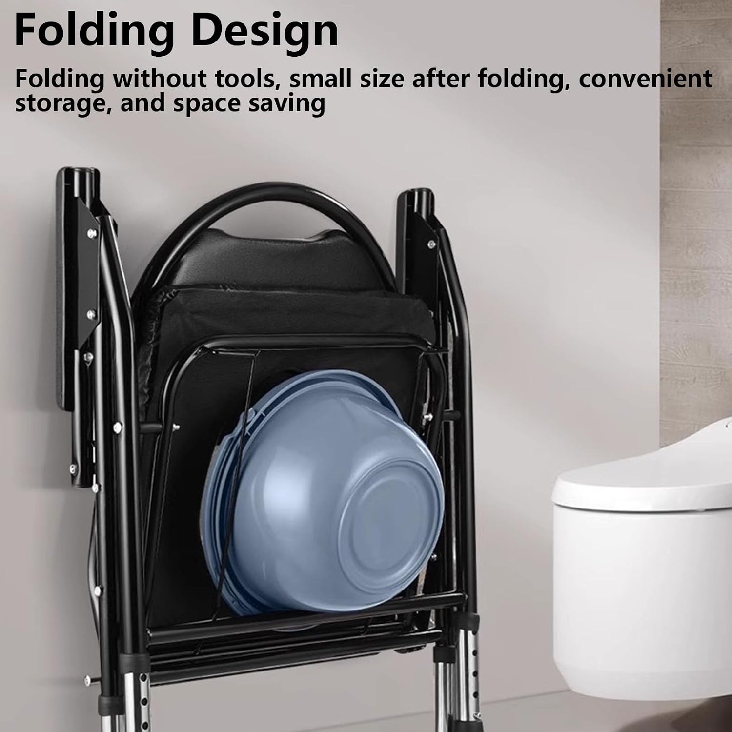 Bedside Commodes, Toilet Chair Seat, Height Adjustable Portable Toilets, Anti-Slip and Anti-Rollover, Adult Potty Chair for Seniors Disabilities Elderly and Others, Shower Chair Folding