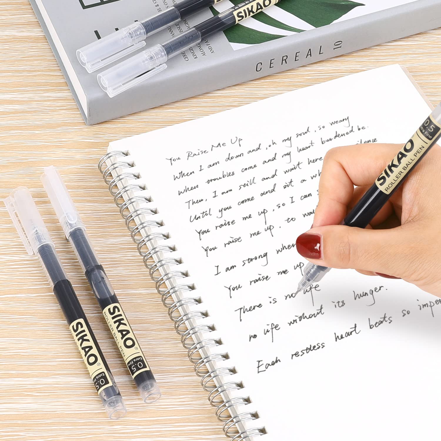 Sikao Liquid Ink rollerball pens roller ball pens pen office pens fine point black ink (12), 1 count (Pack of 12) - Image 3