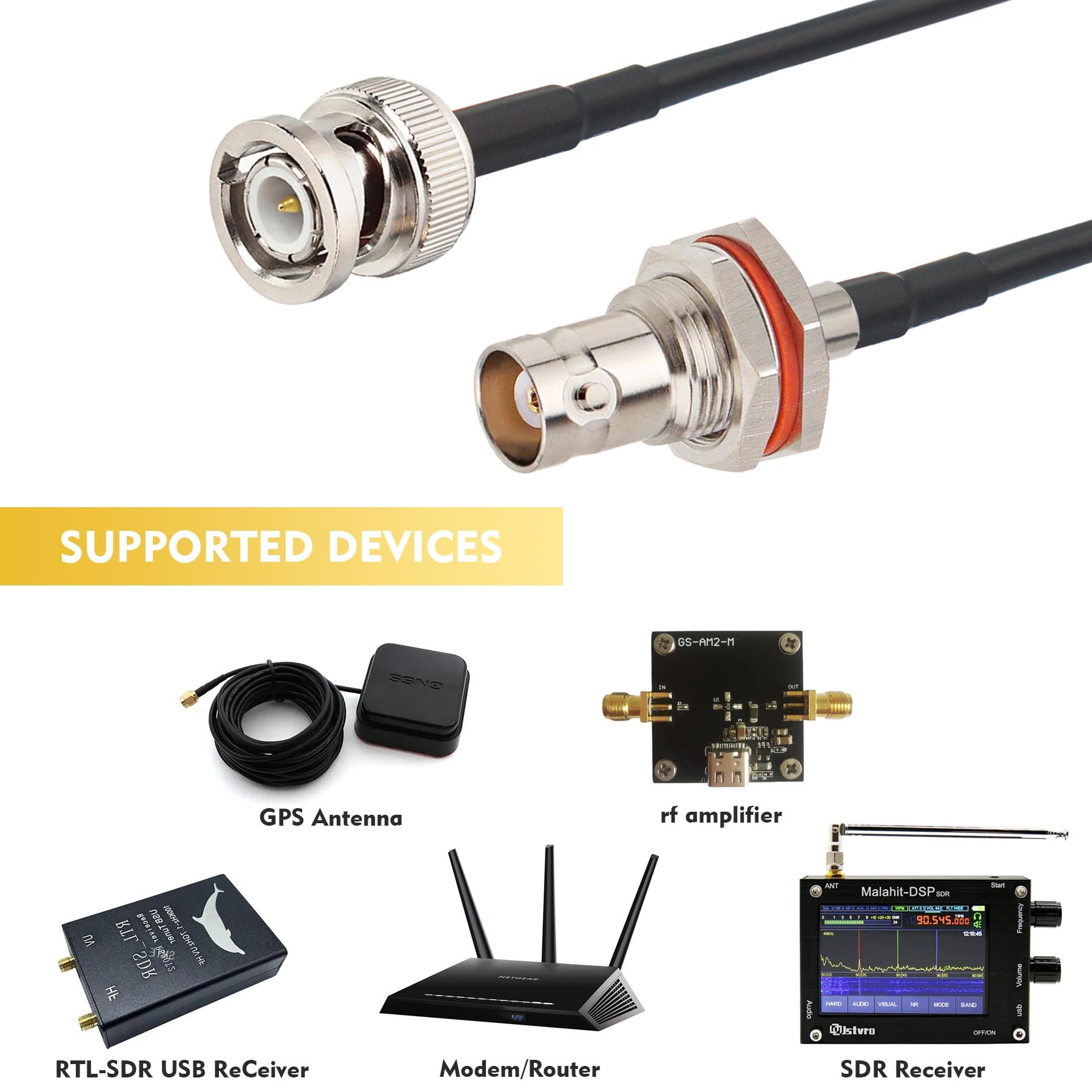 Amazon | Skweawert RG174ケーブル BNCオス→BNCメス同軸ケーブル 0.5