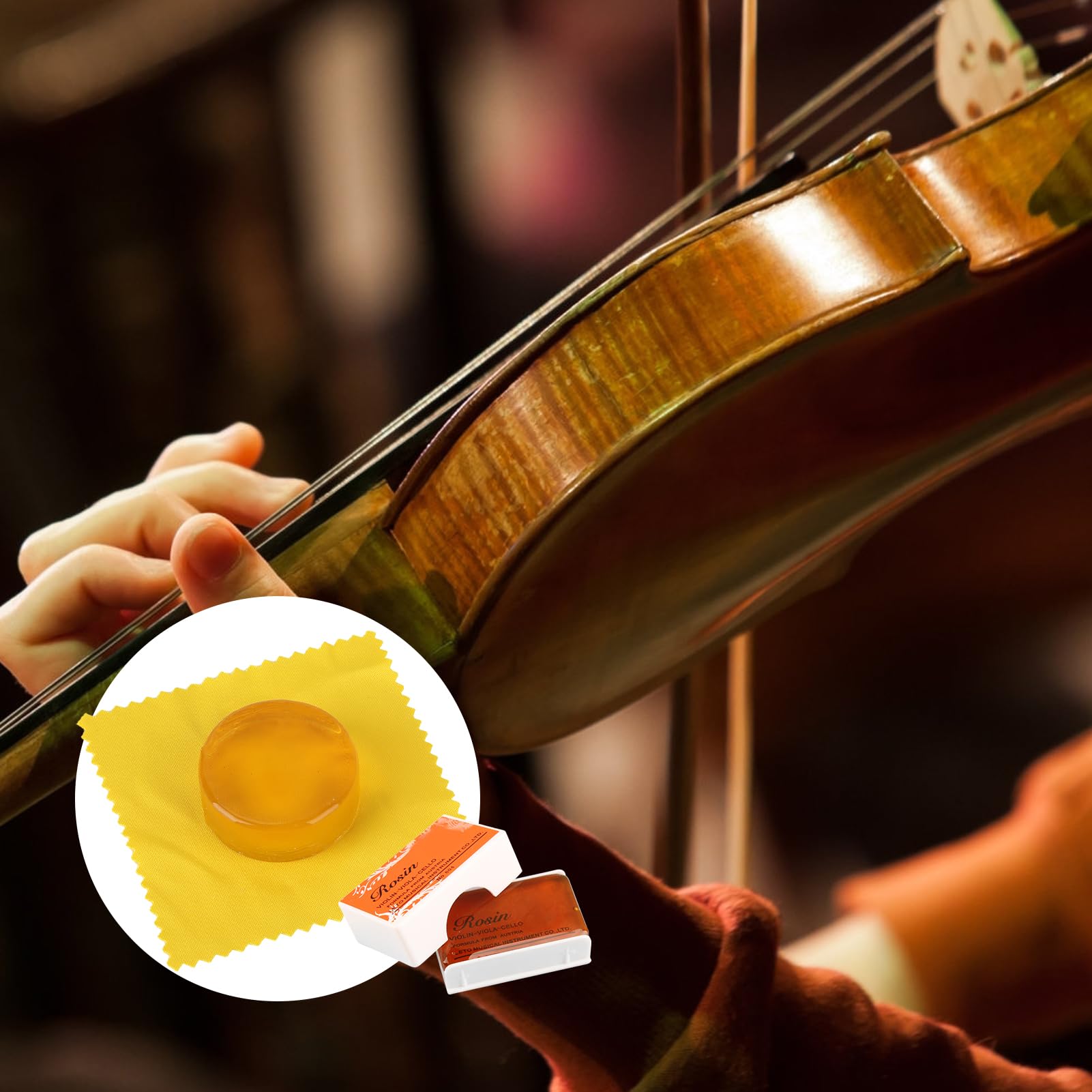 3 Colophanes Pour Violon à Faible Poussière - Avec Chiffon, Améliore L'adhérence Et Le Son Des Cordes
