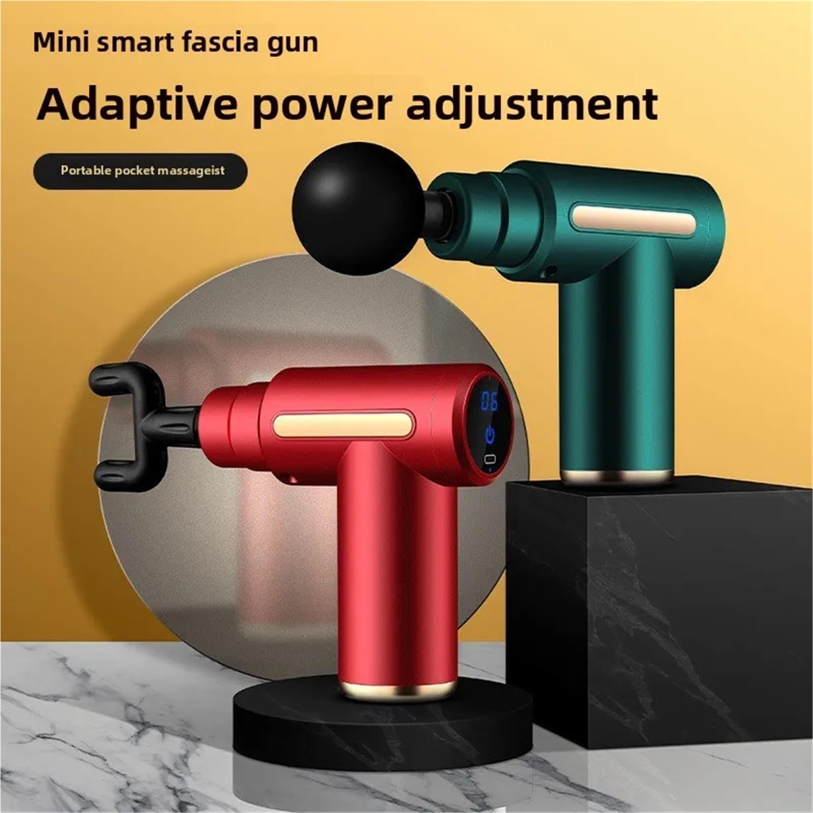 Masajeador portátil, Pistola De Fascia, Masajeador Relajación Muscular, Mini Impacto Vibratorio Inteligente, Masaje Eléctrico Cuerpo Completo Bolsillo Portátil(Green)