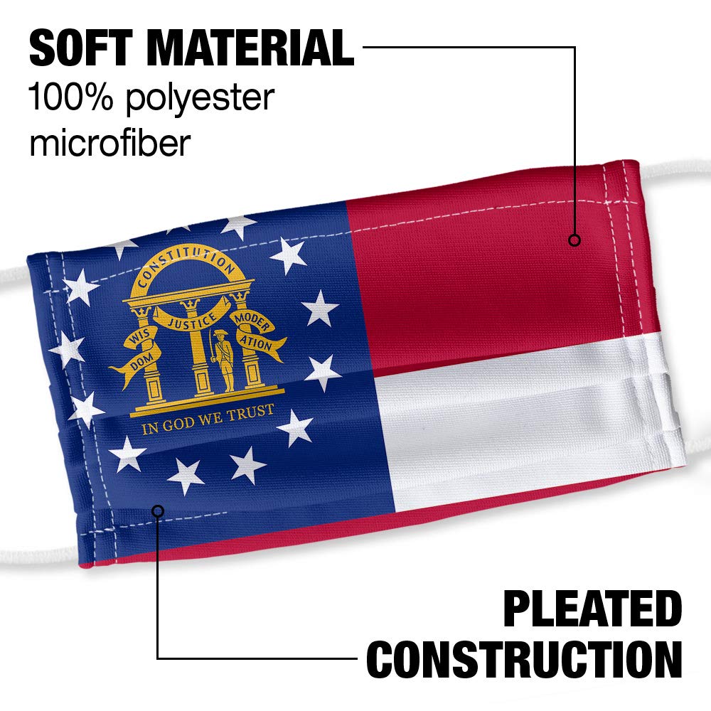 Georgia Flag 1-Ply Reusable Face Mask Covering with Adjustable Nose Wire, Unisex