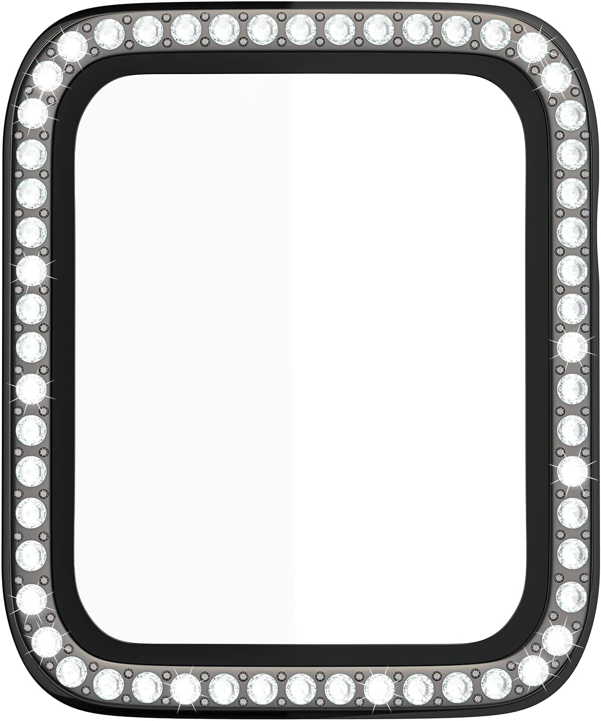 D & K Exclusives Rhinestone Case Compatible with Apple Watch 42mm Series 3/2/1 with Tempered Glass Screen Protector, Bling Crystal Bumper Hard PC Thin Protective Cover for iWatch, Women, Men, Black - Image 3